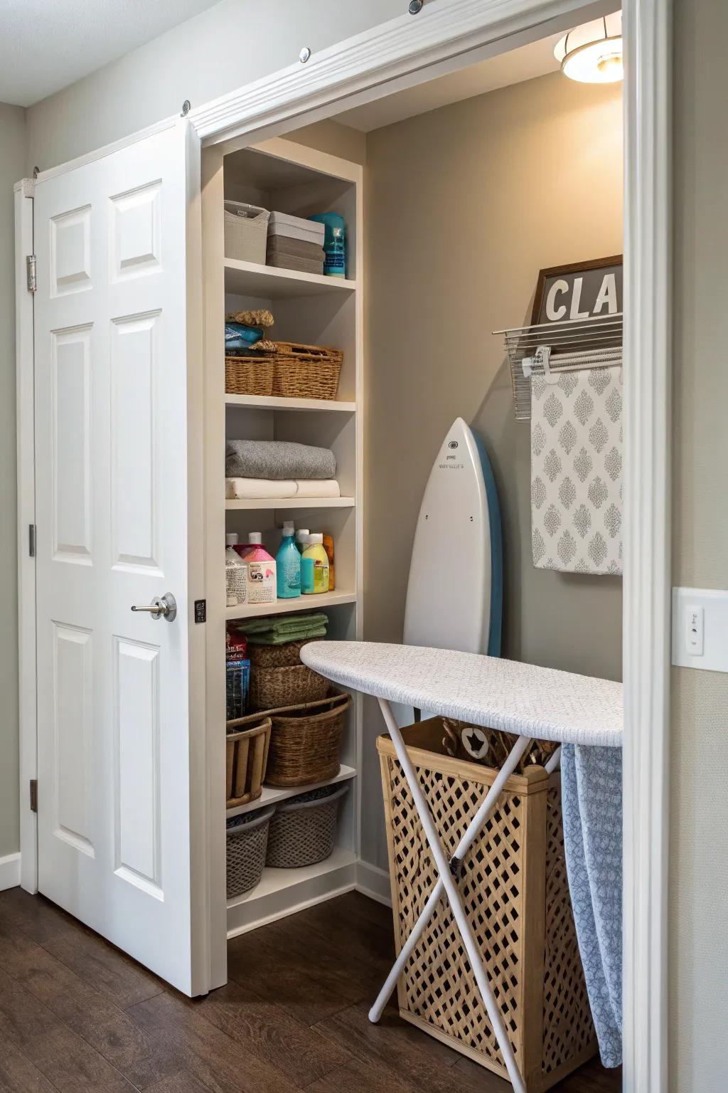 A hidden ironing station integrates perfectly into the area.