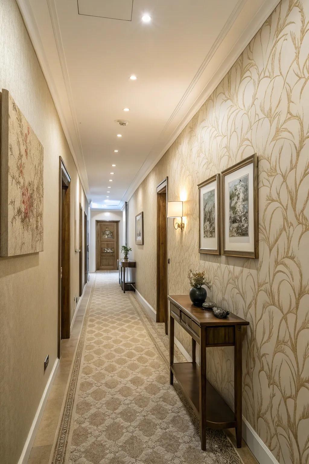 A corridor with understated elegance through subtle texture.