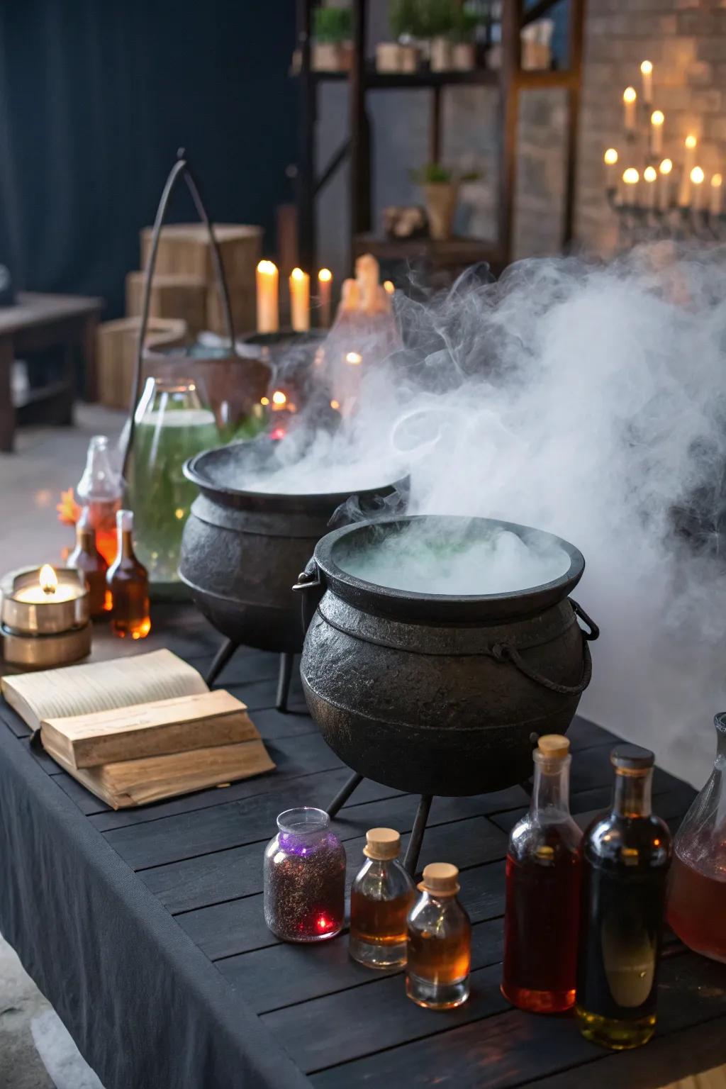 A witch’s brew station adds a magical element to your decor.