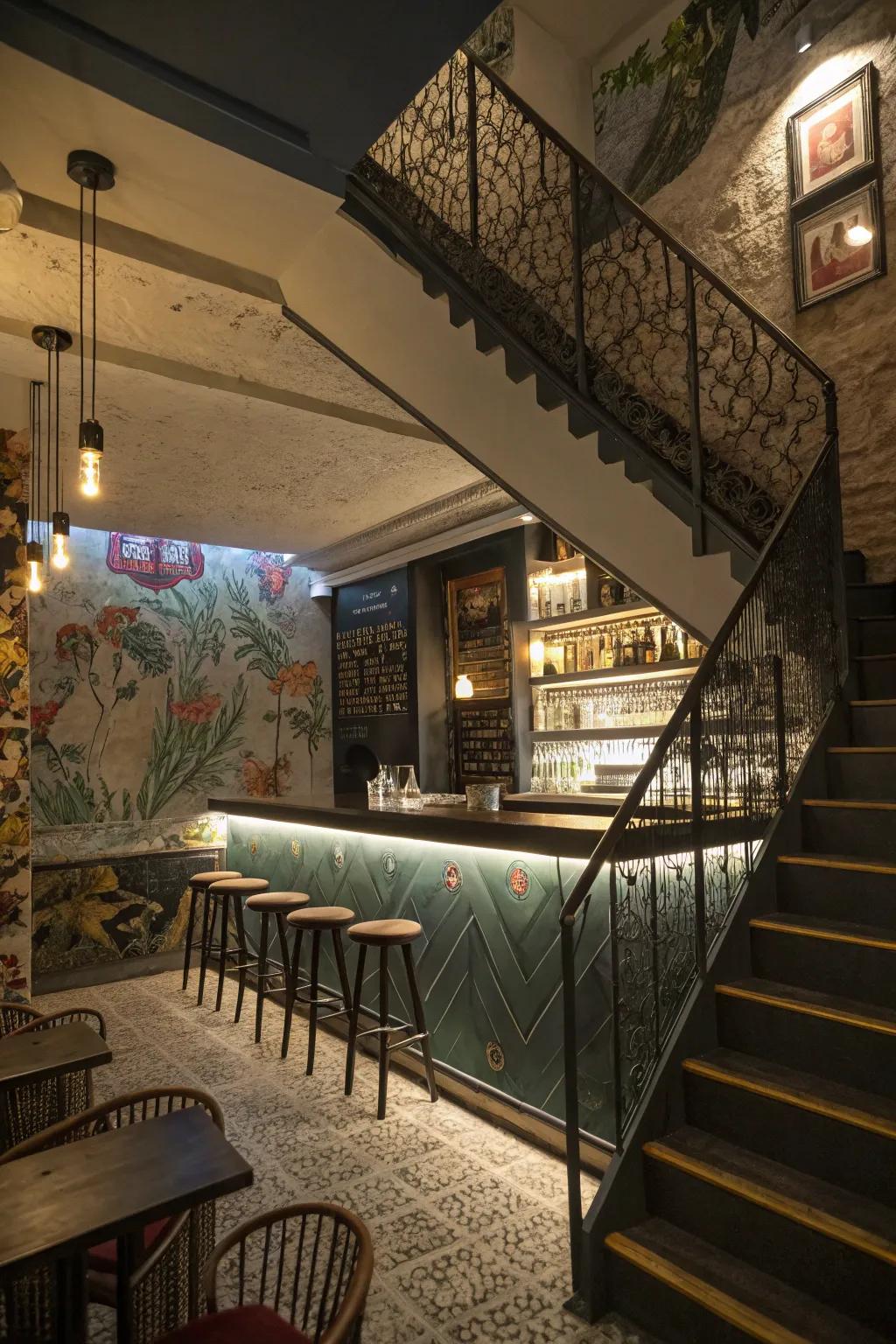 Artistic surface traits morph the bar into an artistic masterpiece.