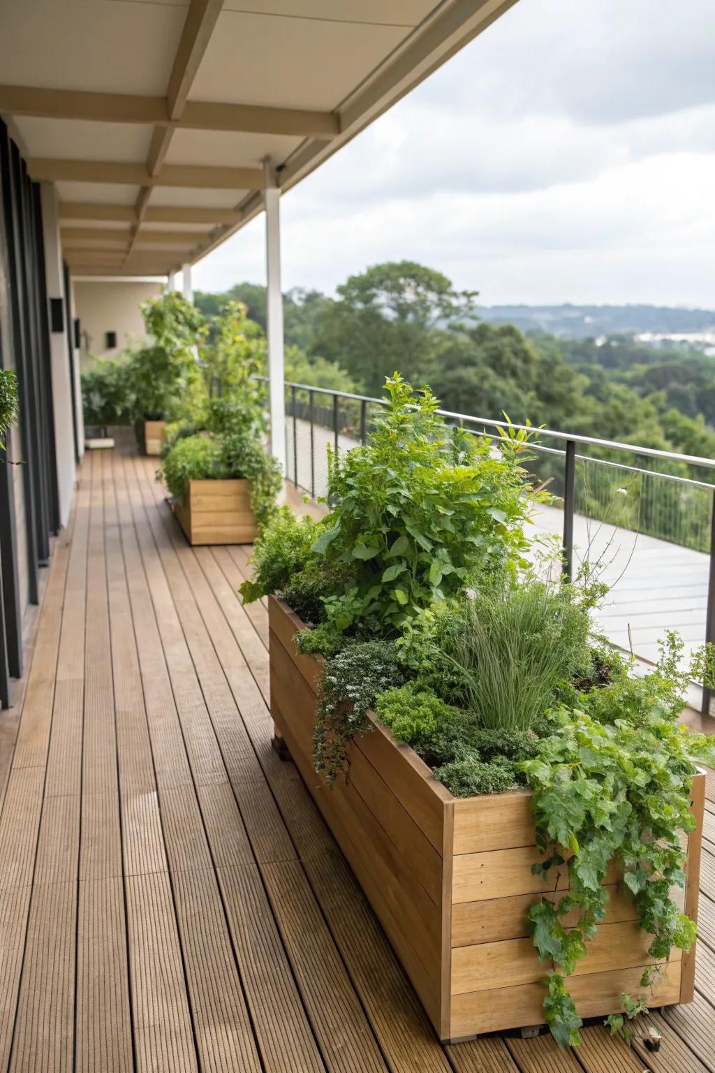 Built-in planters that add a touch of nature.