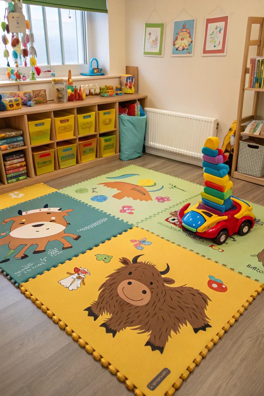 Interactive play areas promote fun and learning.