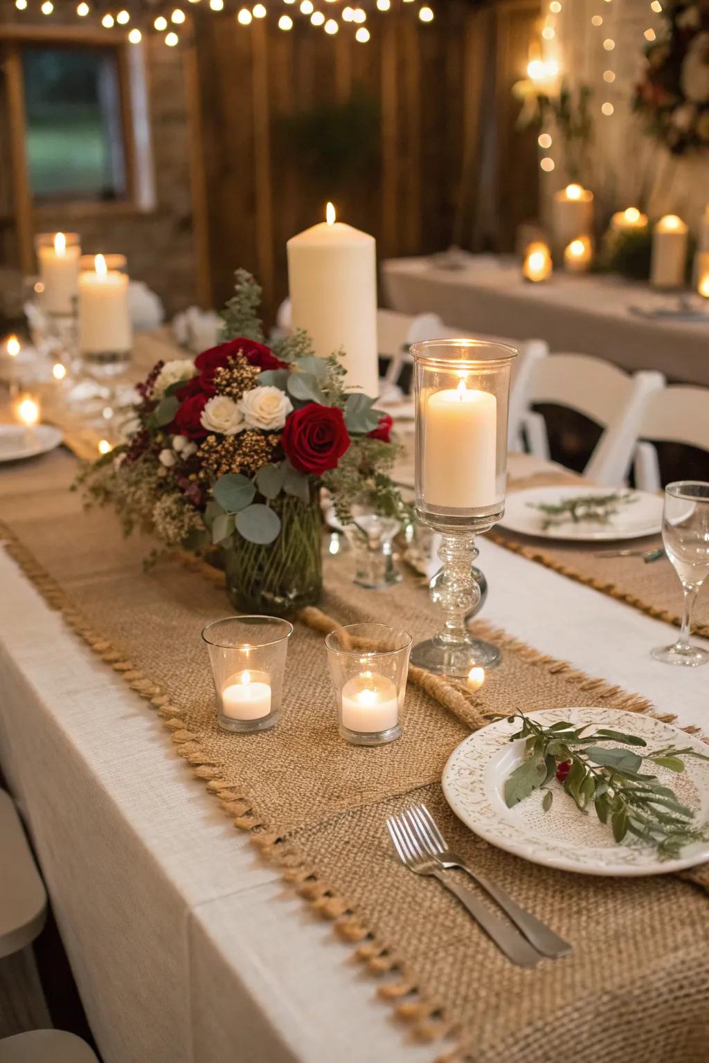 Textured components like sackcloth add profundity to your holiday meal space.