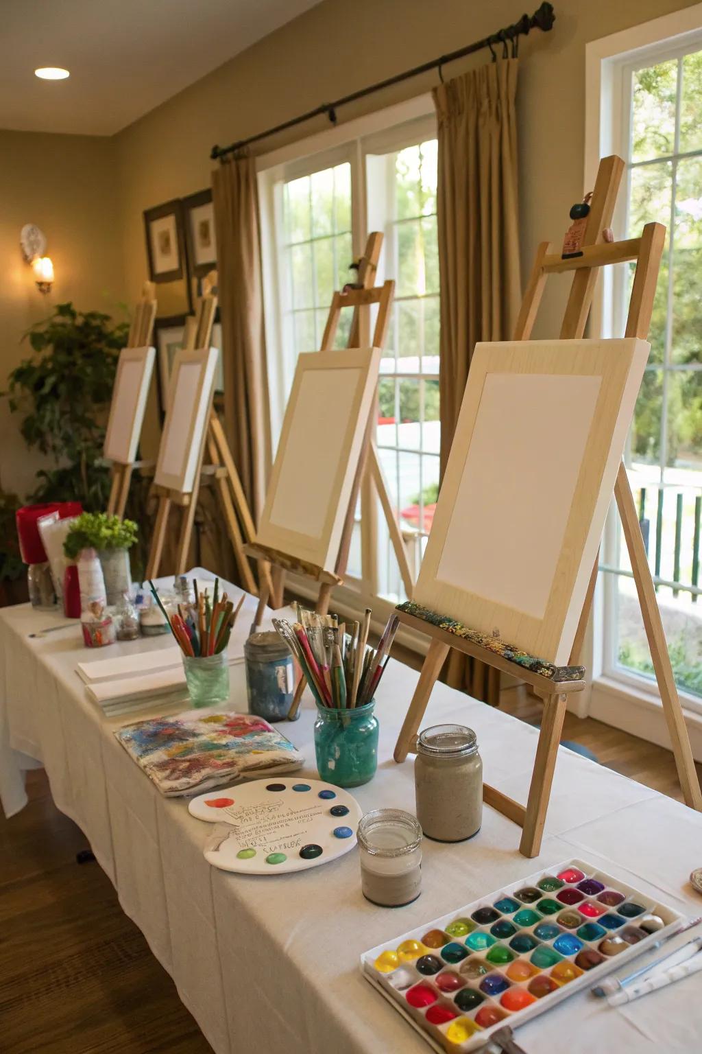 A creative painting spot for guests to articulate themselves artistically.