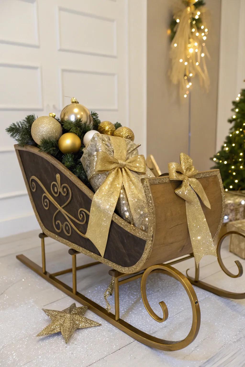 A glamorous sled showcasing golden accents