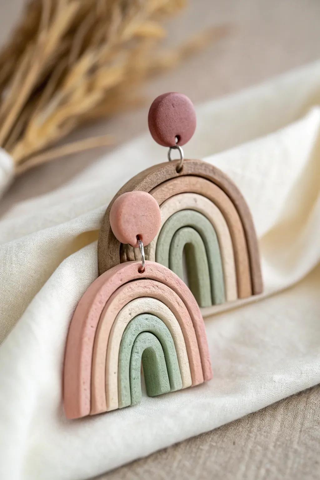 With the beauty of tiered crescents, you may elevate your look. Discover the allure of handcrafted clay earrings.