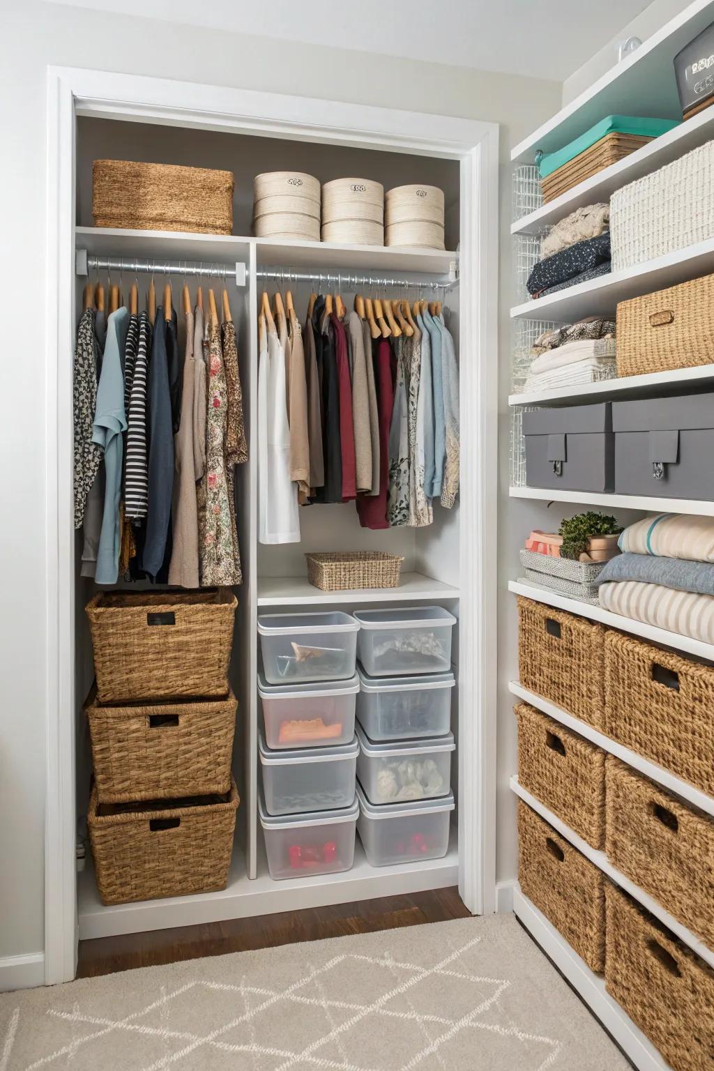 Using a mix of storage solutions makes it easy to store all kinds of items.