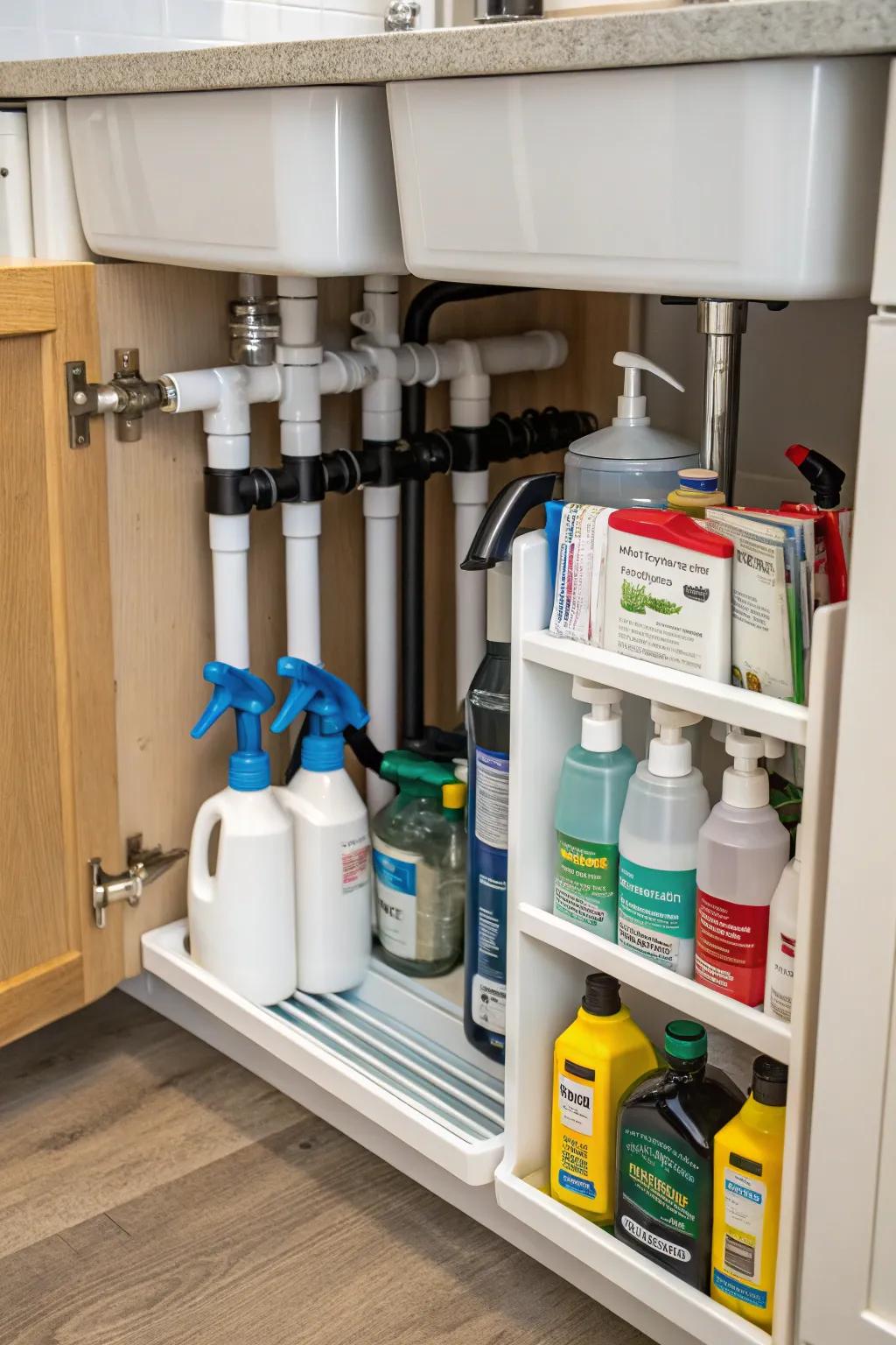 Rods provide creative storage solutions.