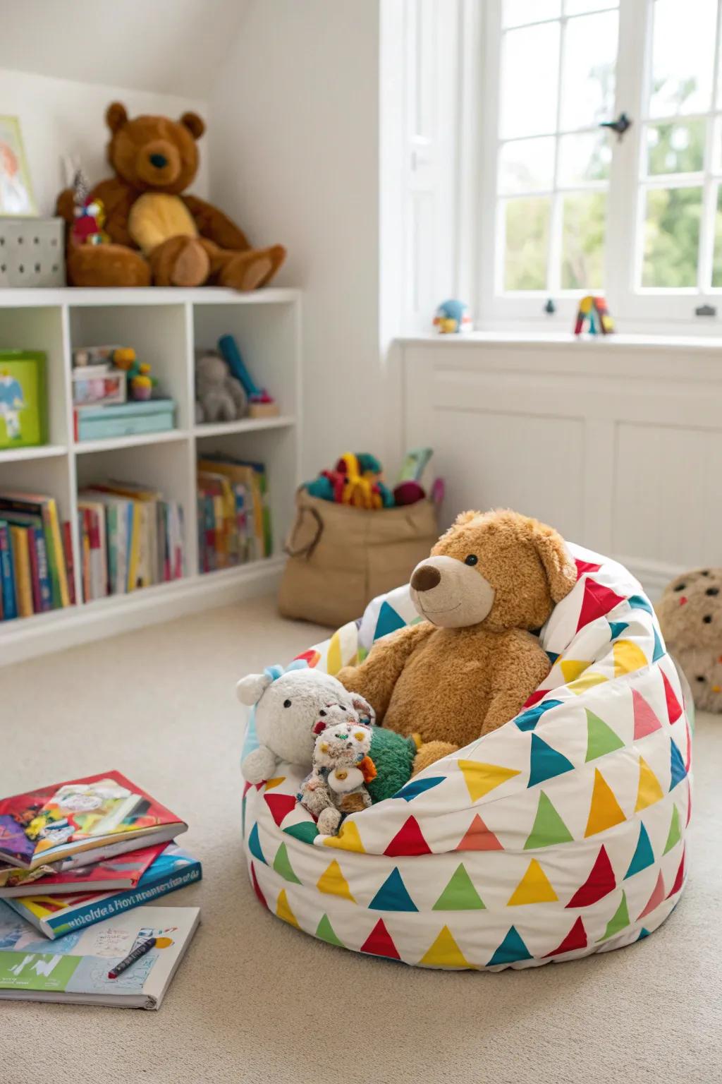 A soft companion chair blends comfort and clever storage.