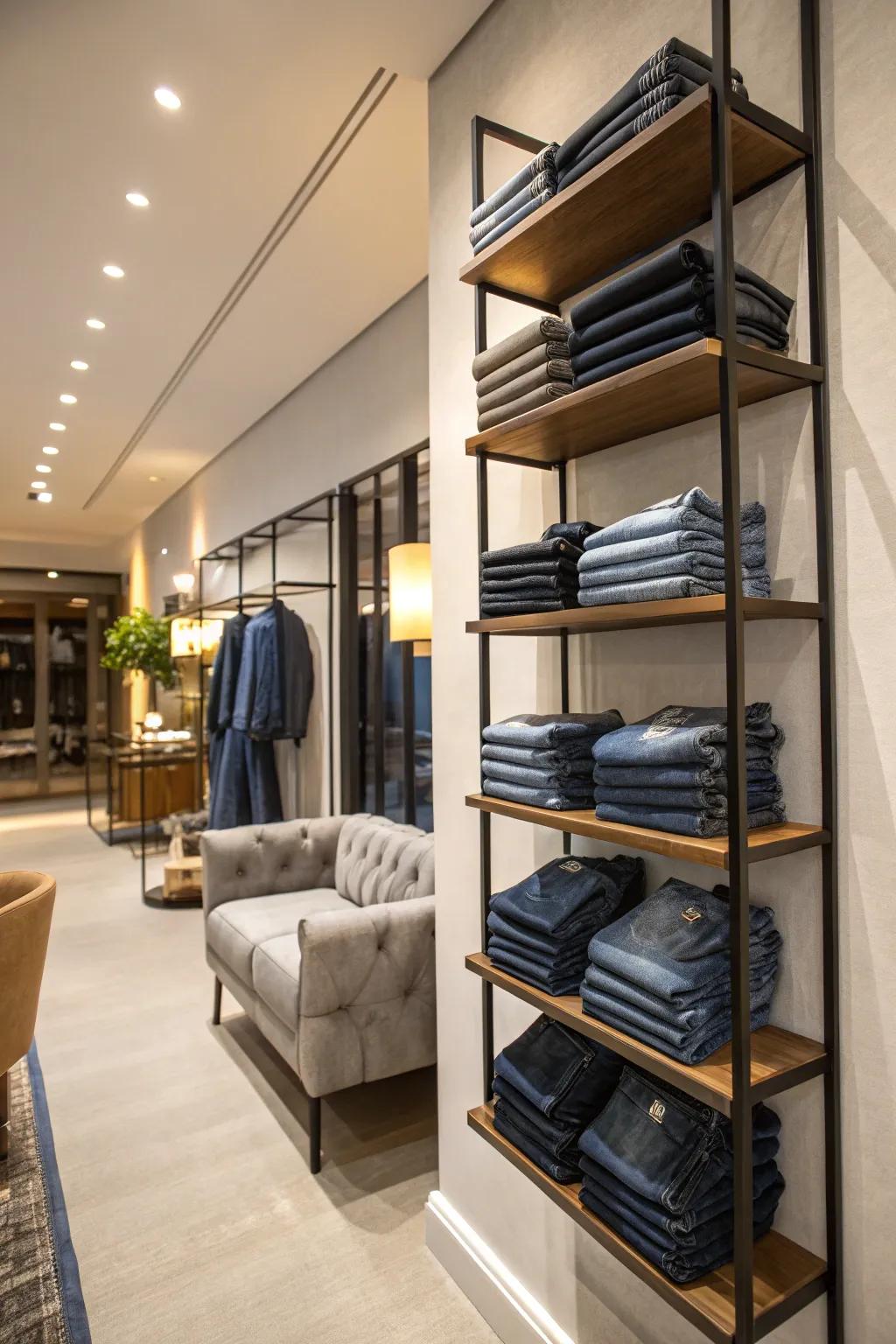 Turn your jeans into a display piece with a wall rack.