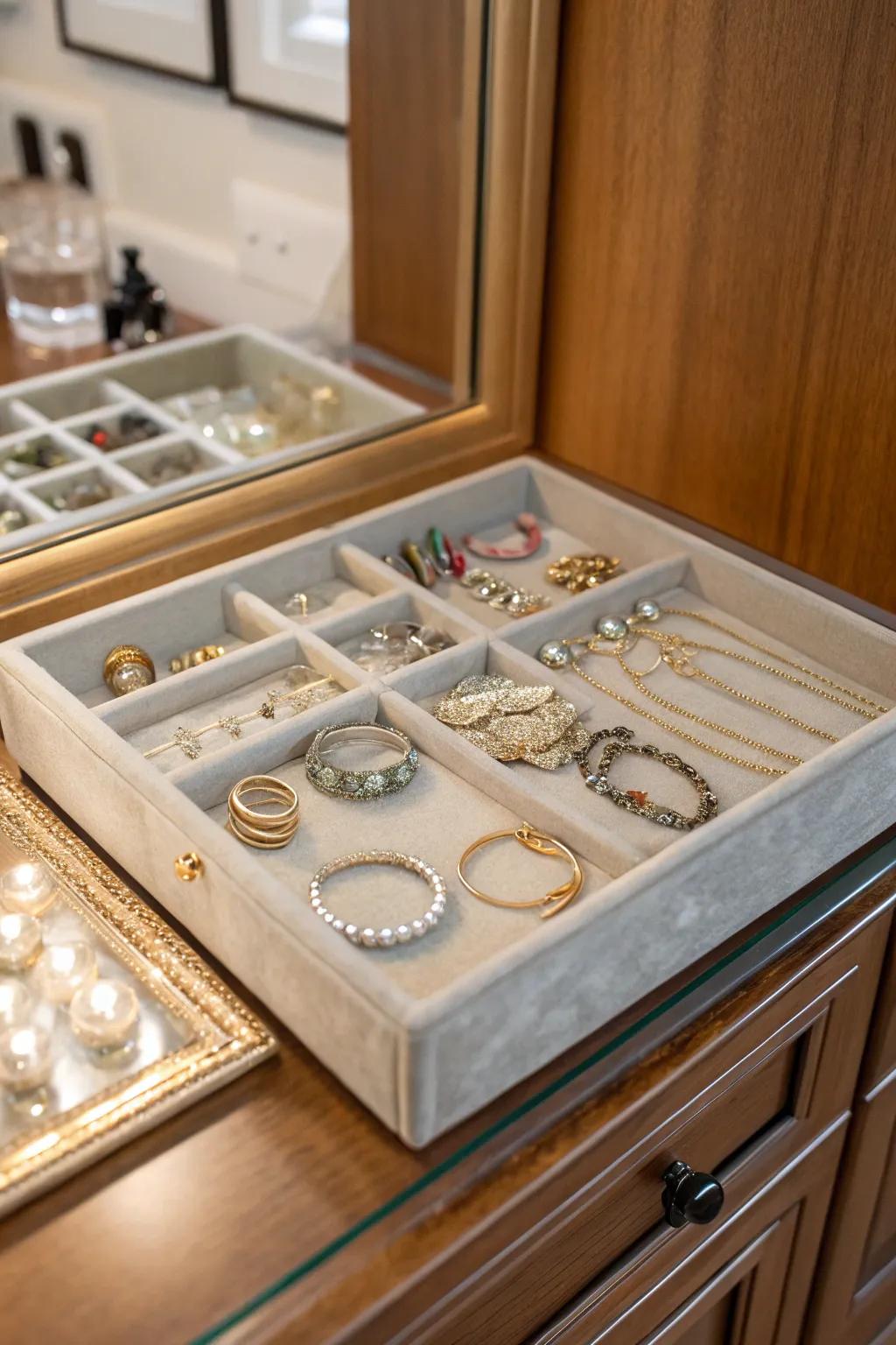 Glass tray jewelry display