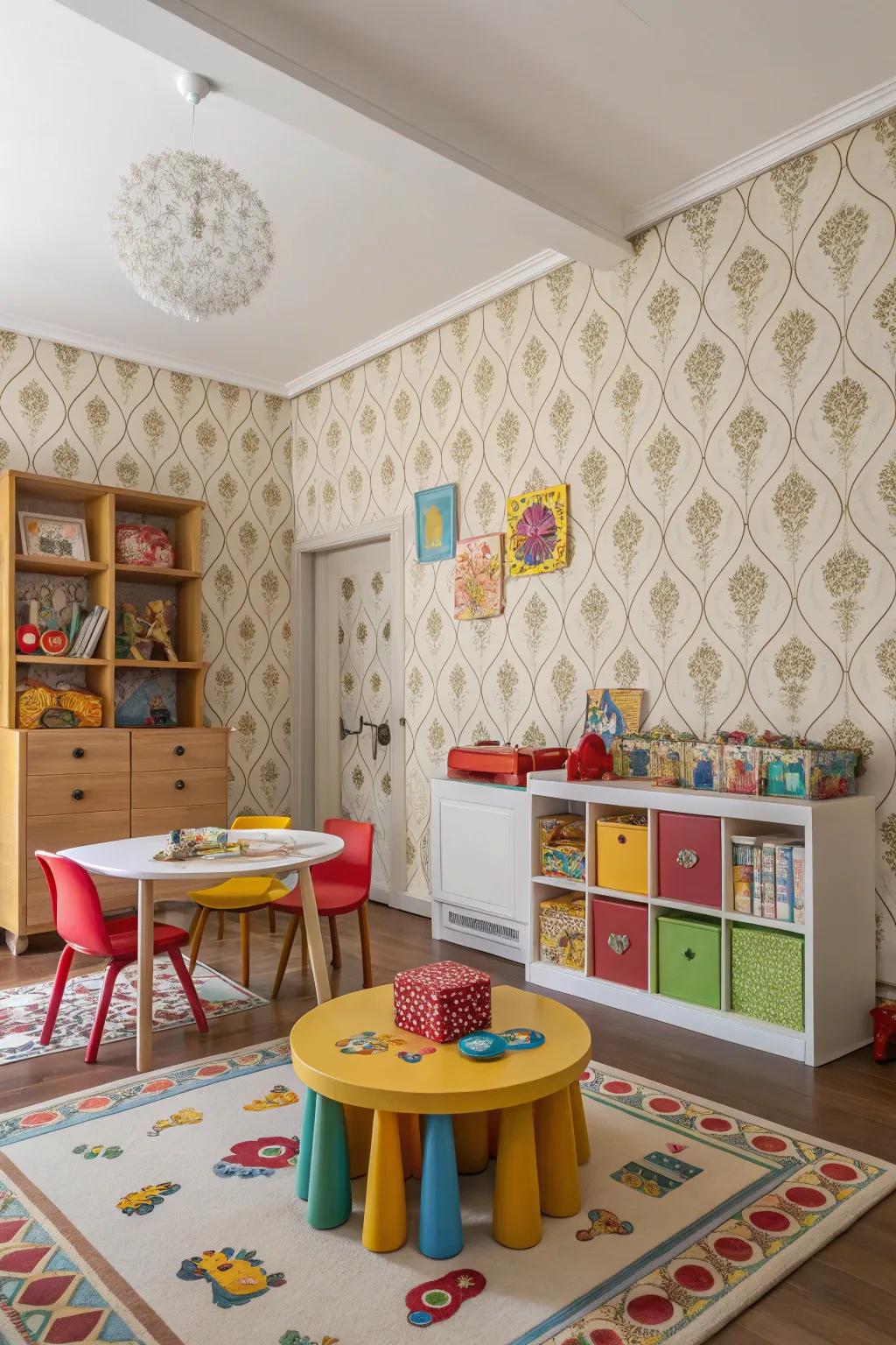 A playroom through classic-inspired wall decoration presenting a perpetual aesthetic.