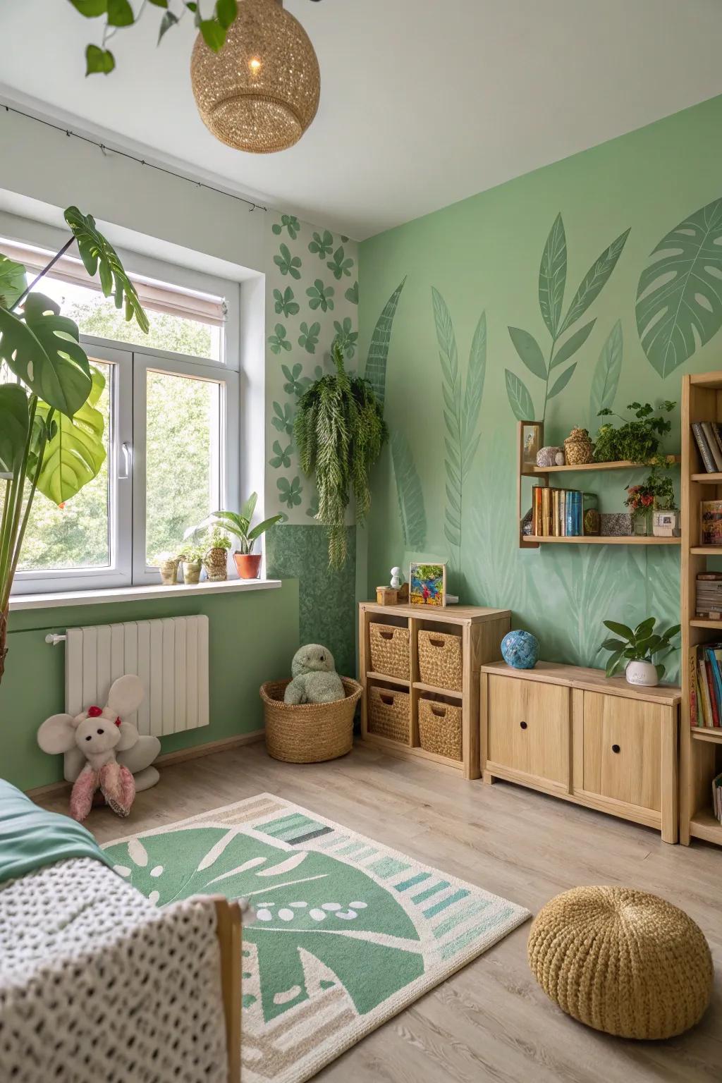 Nature-inspired greens foster calm and natural connection.