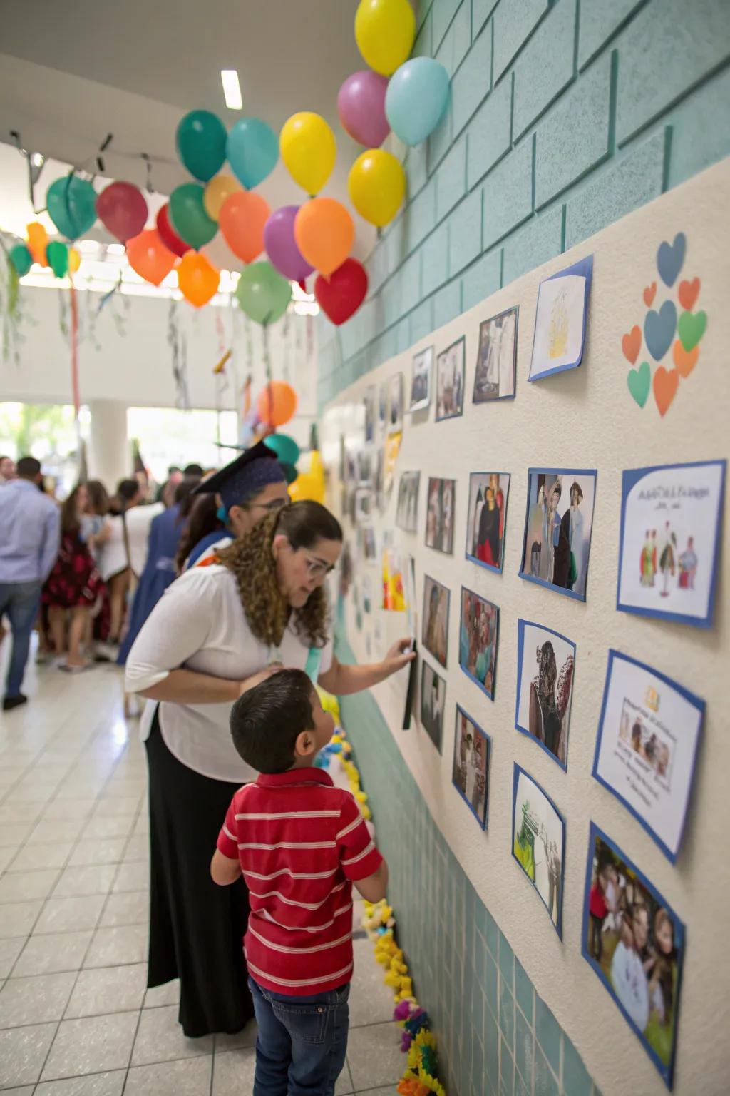 A touching memory wall showcasing a year of achievements.