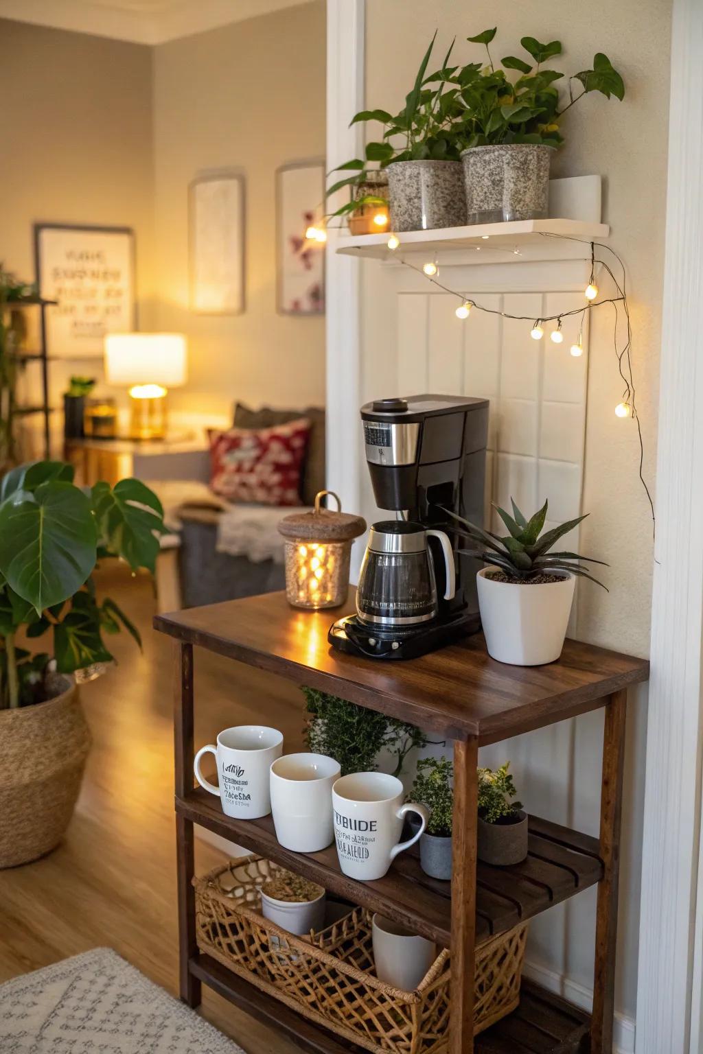 A well-designed coffee station can become a focal point in your kitchen.
