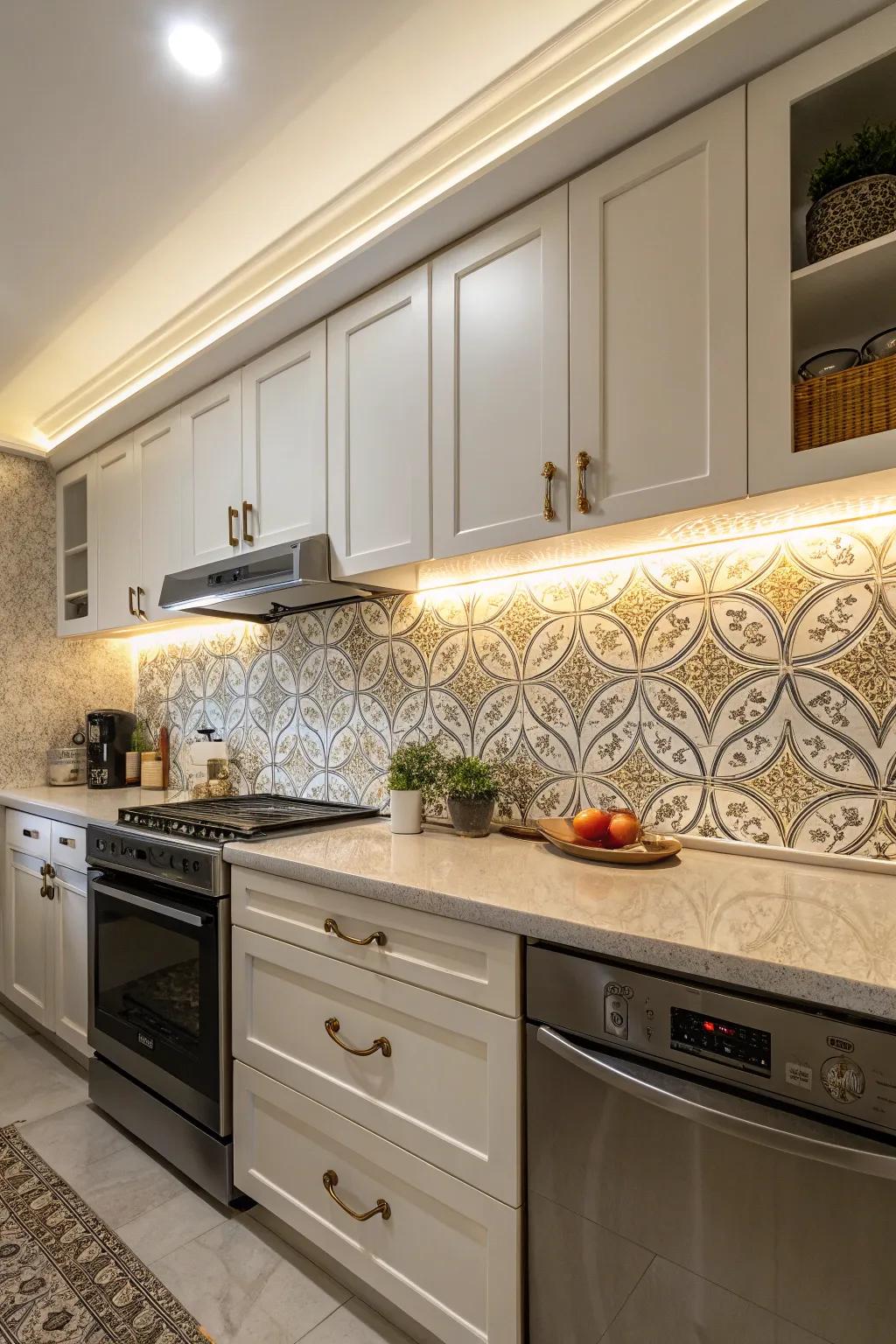 Enhance your backsplash with linear lights.