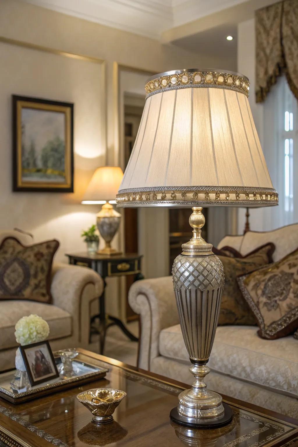 Incorporate a dash of luxury using metal border on your lampshade.