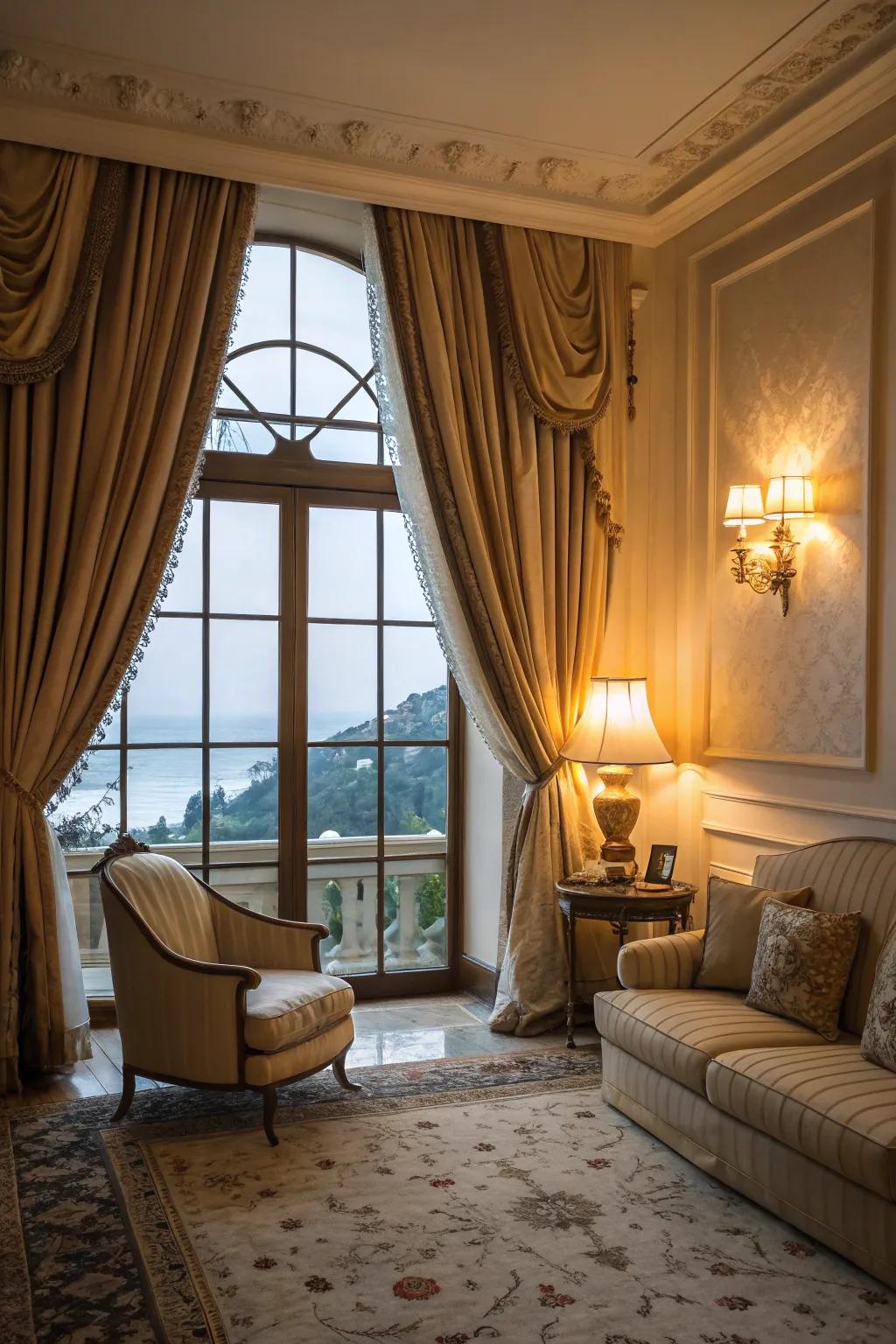 Velvety curtains for a sumptuous sensation.