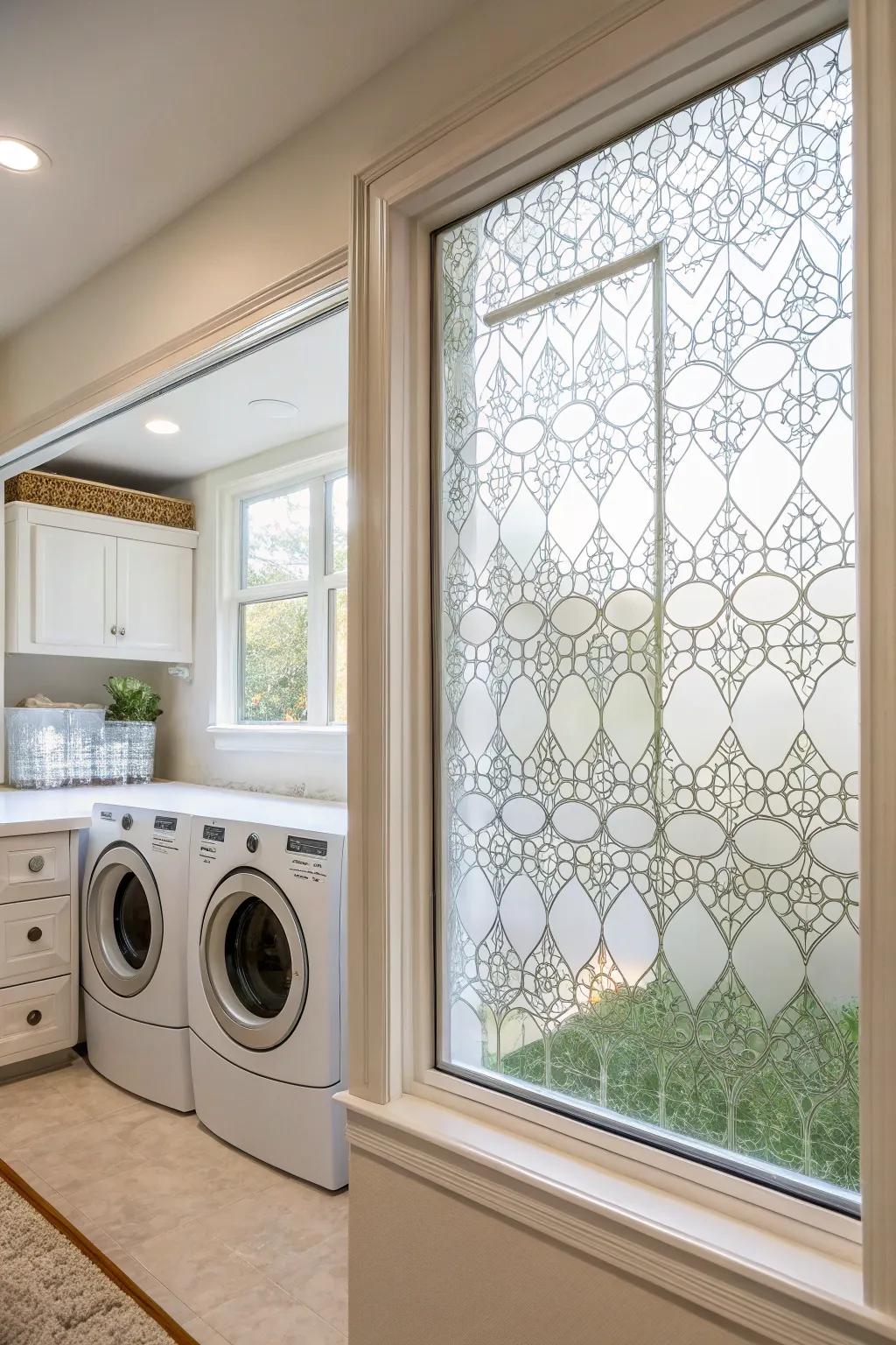 Ornamental window shield delivers privacy and style.