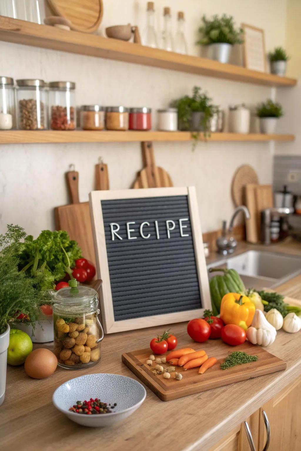 Spark culinary inspiration with a weekly recipe shared on your letter board.