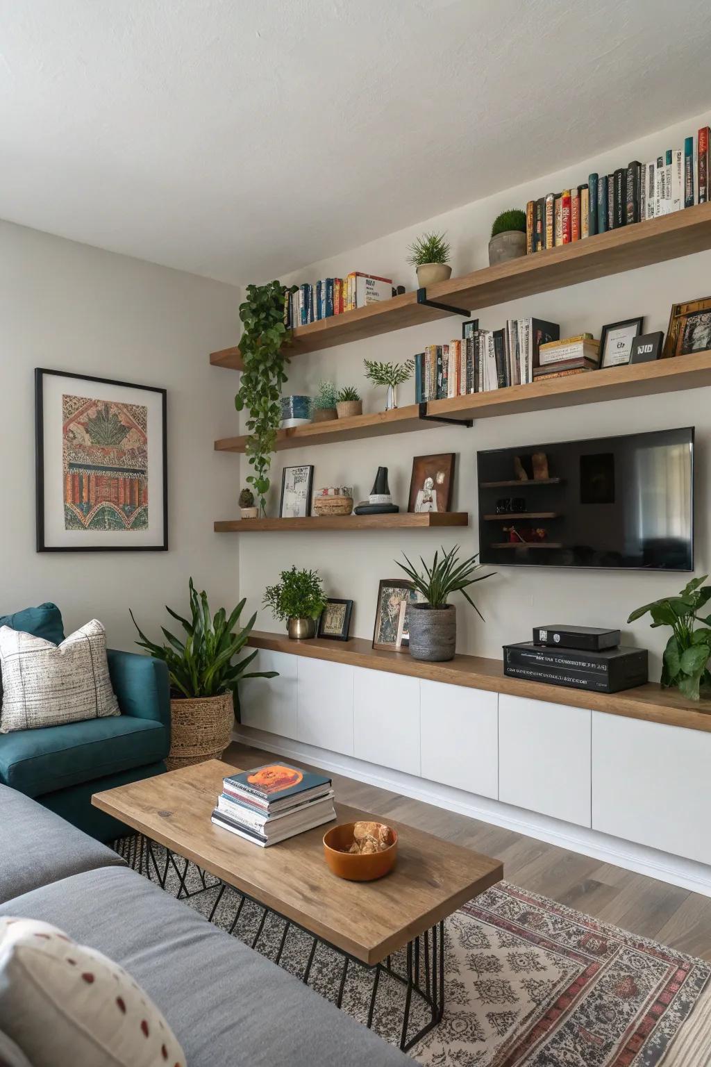 Amaze using shelves at unique slants.