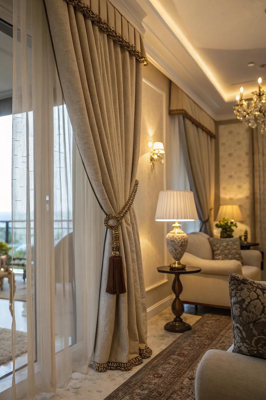 Fasteners append a hint of elegance to window enhancements.