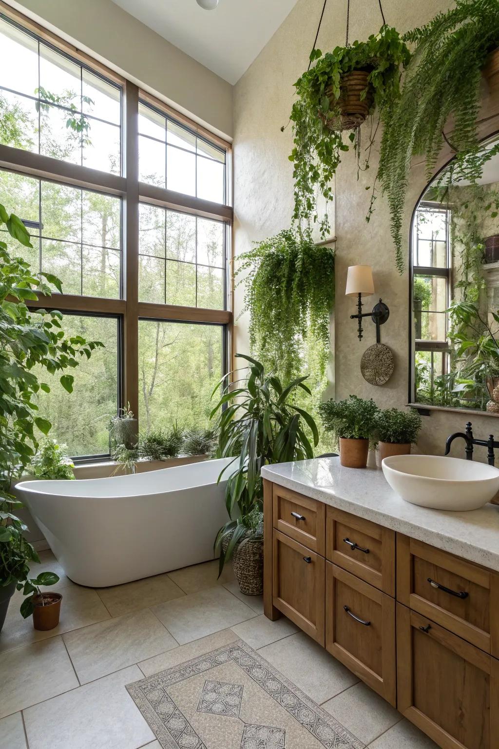 Natural Greens bring life and freshness to the space.