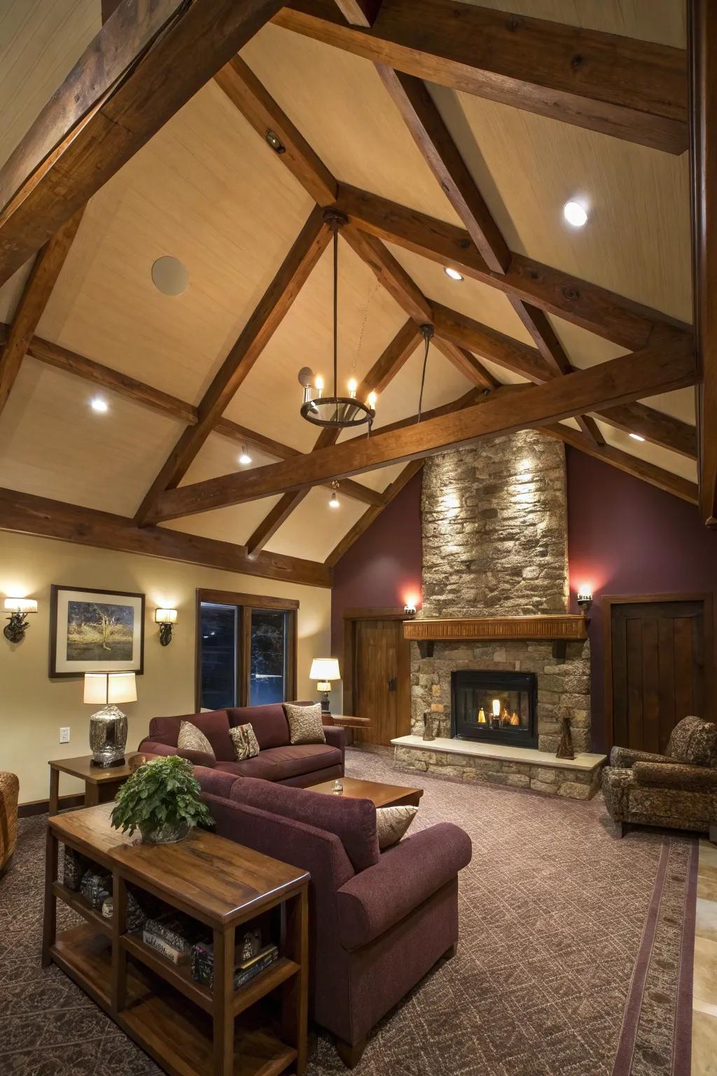 A remarkable ceiling can transform the den's atmosphere.