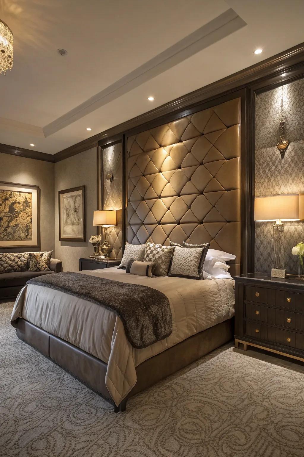 Leather walls add a touch of luxury.