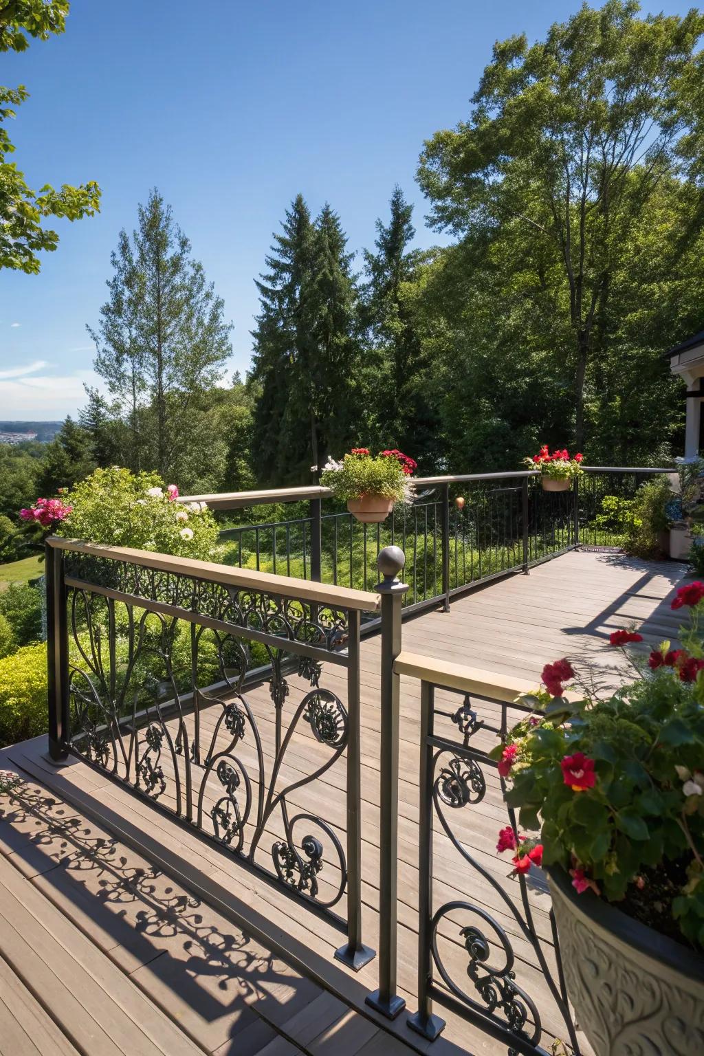 Decorative inserts add unique flair to metal railings.