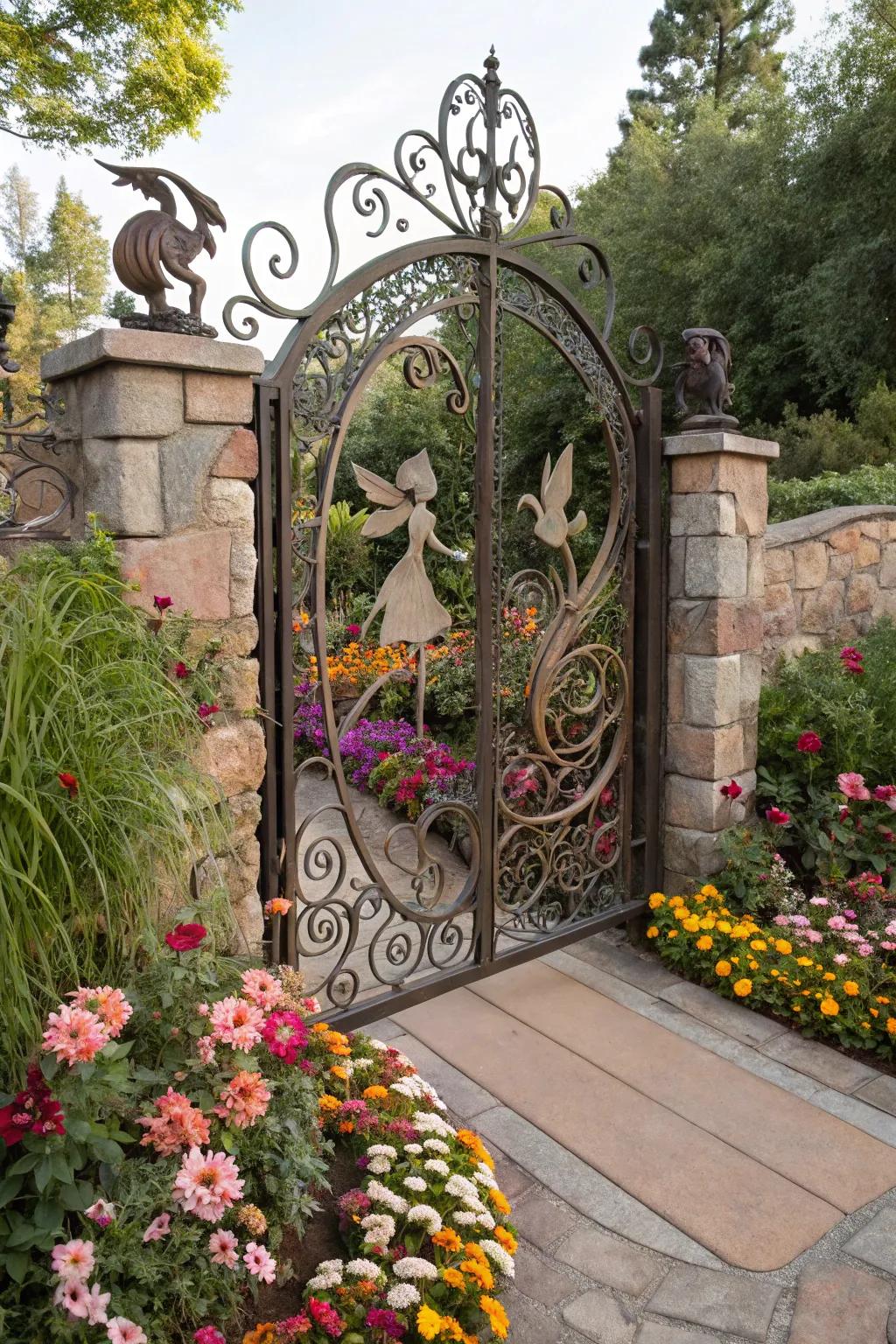Whimsical designs transmute gardens into spellbinding spaces.