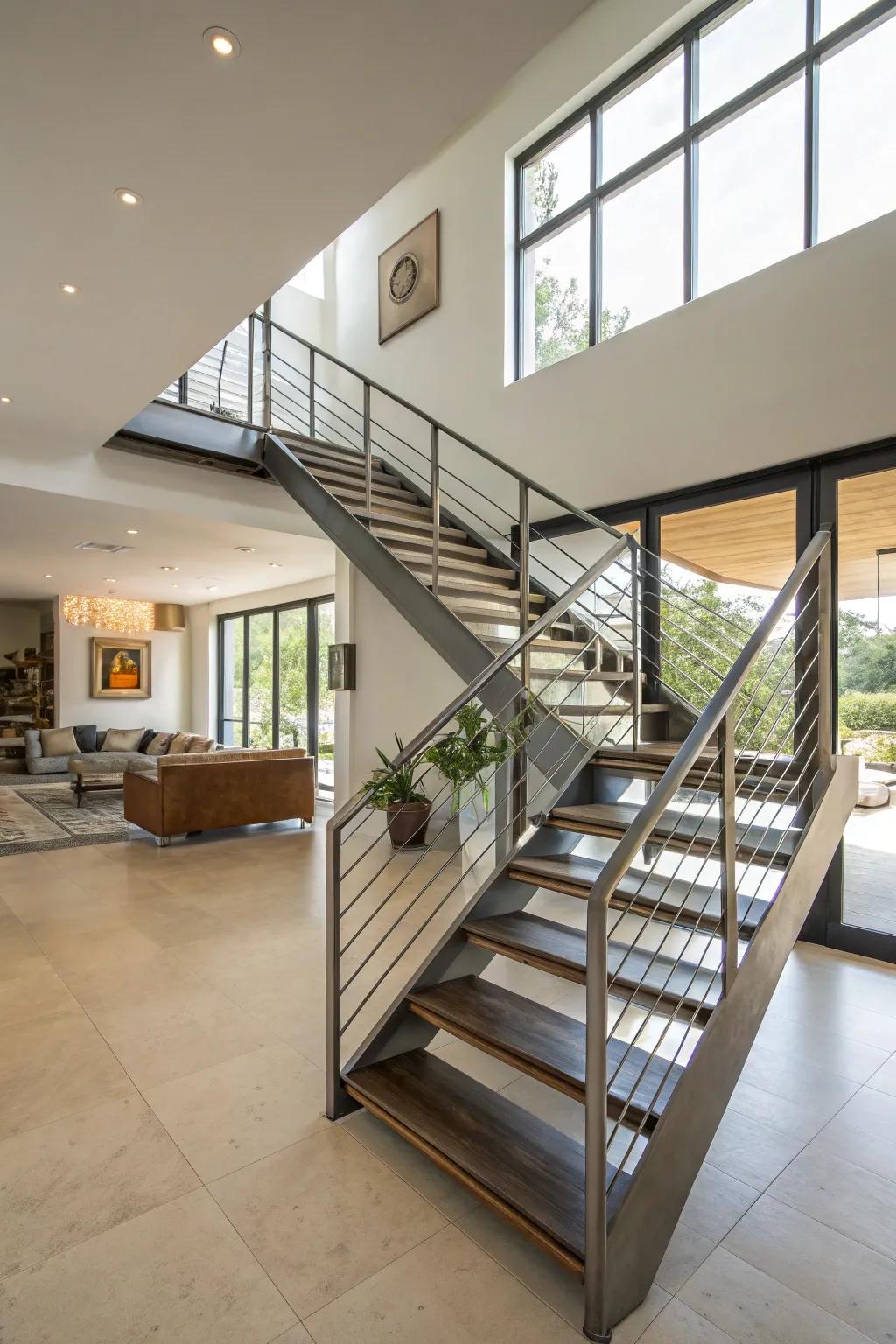 Exposed steps create an expansive feel in any space.