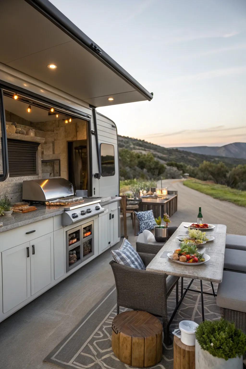 A stylish outdoor kitchen for memorable dining experiences.