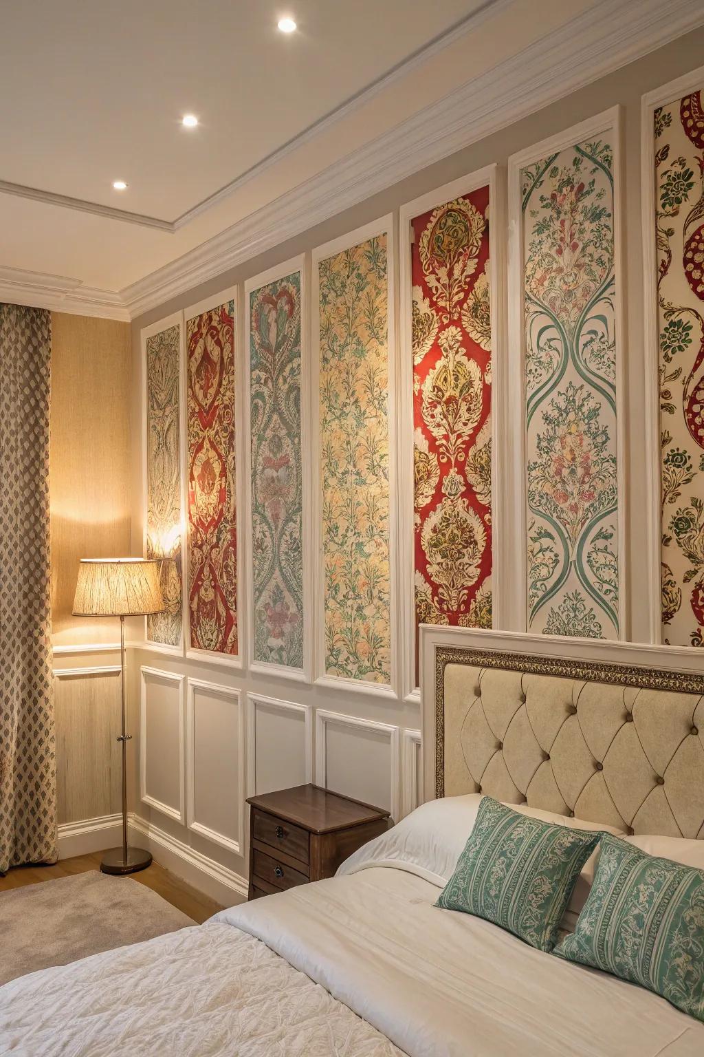 Wallpaper inlays add a burst of art and color.