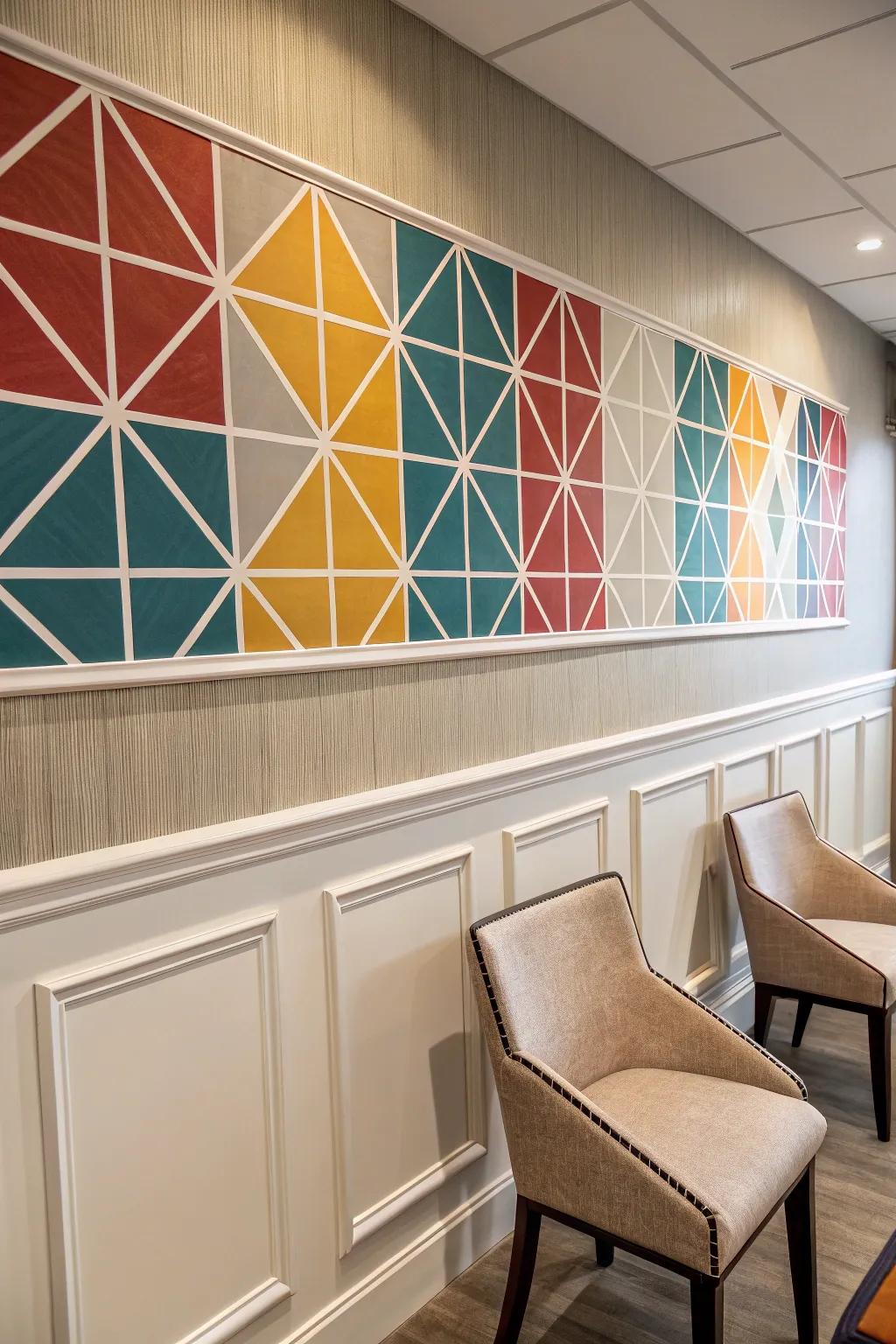 Symmetrical layouts introduce a modern twist to partition trims.