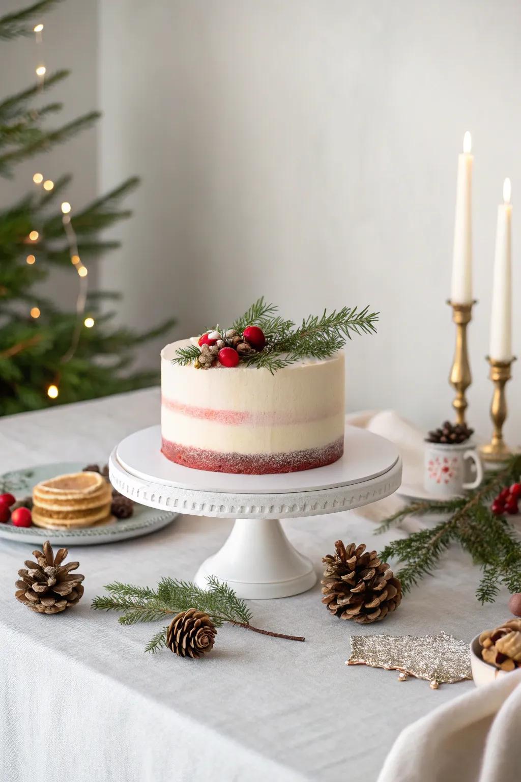 Understated charm yuletide cake