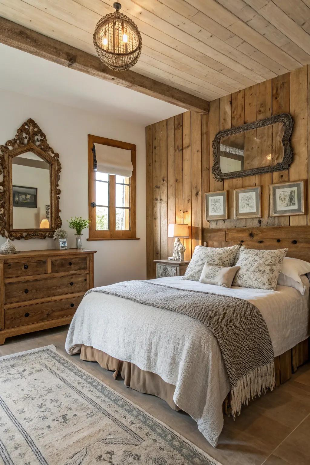 Reclaimed items introduce history and character to the room.