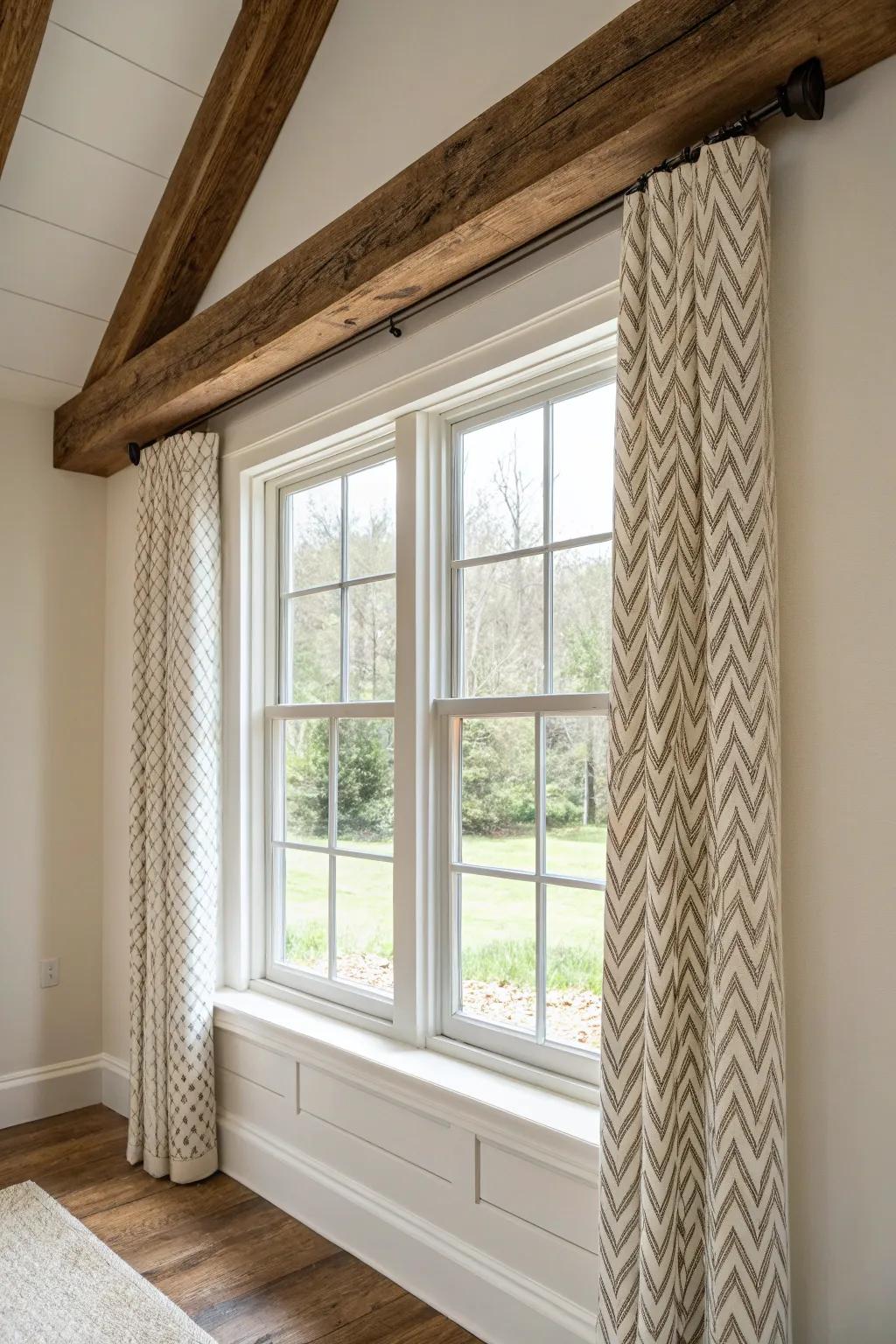 Subtle patterns on window trim for unique flair.