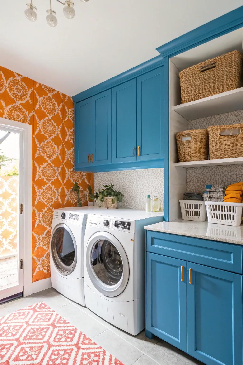 Bold colors bring energy to your laundry space.