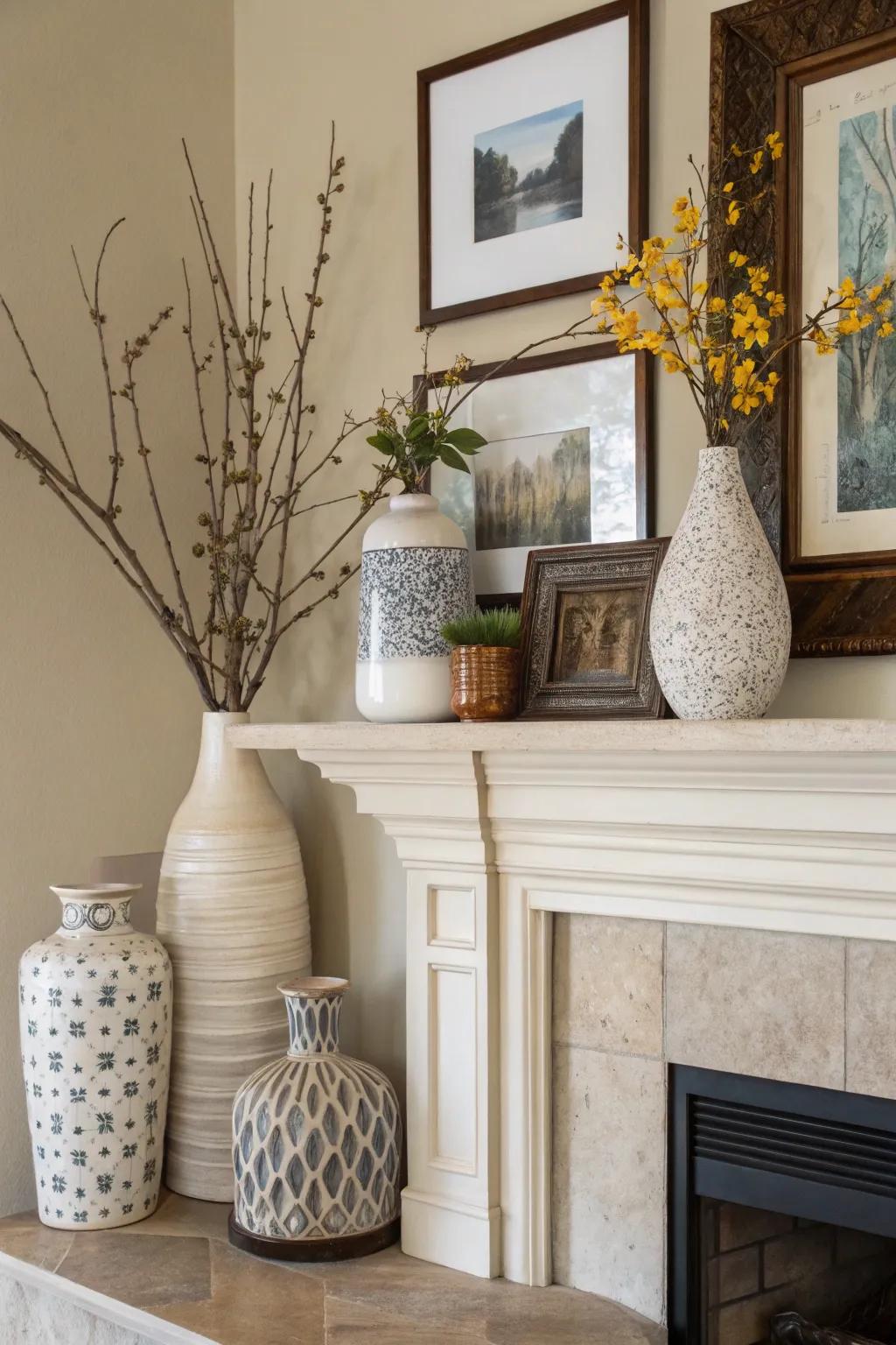 Asymmetry can give your mantel a modern and dynamic feel.