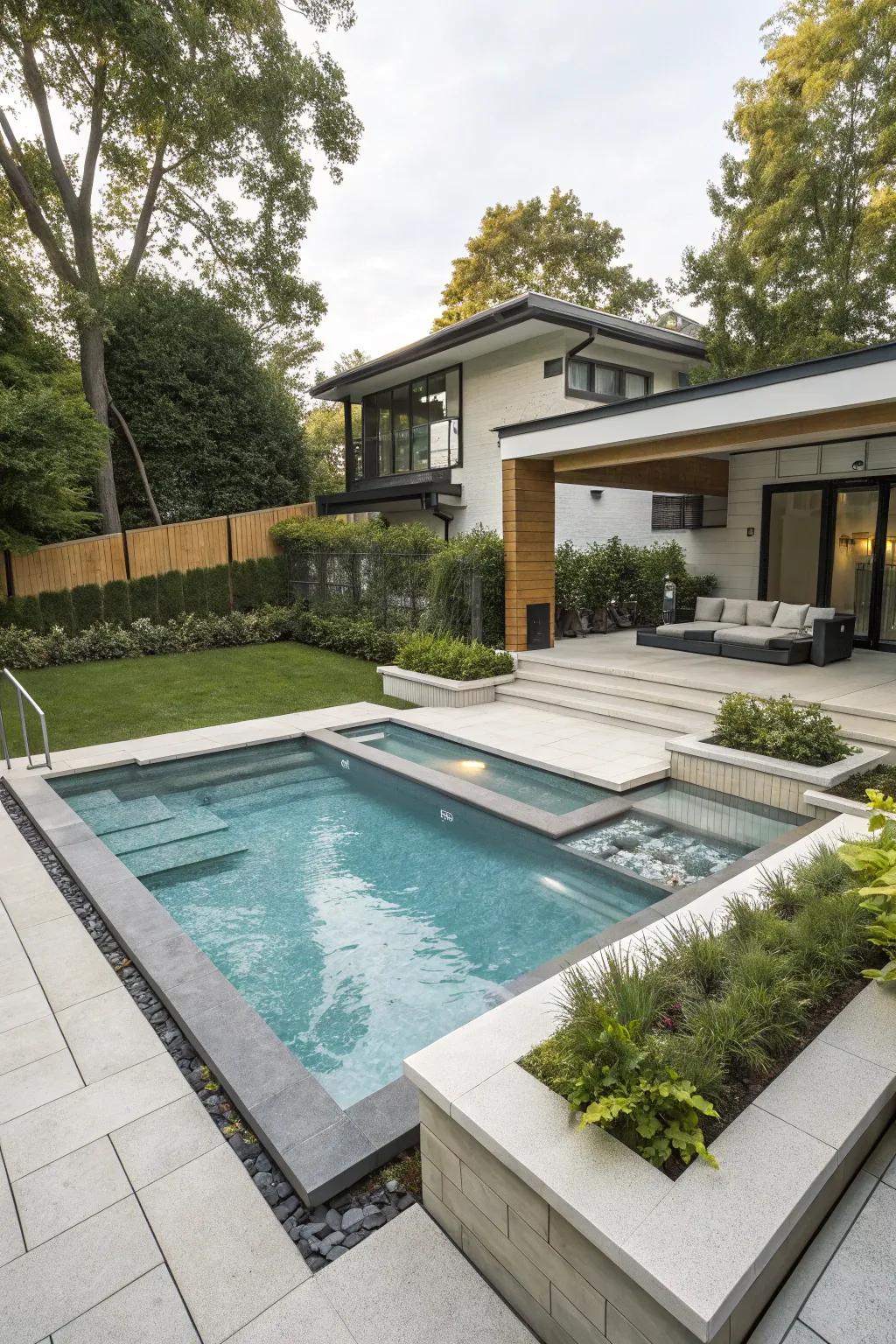 A separate spa offers a unique unwinding zone.
