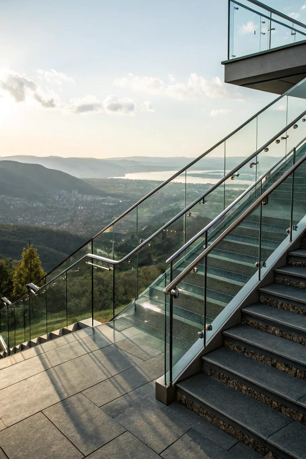 Crystal balustrades maintain views while injecting safety and fashion.