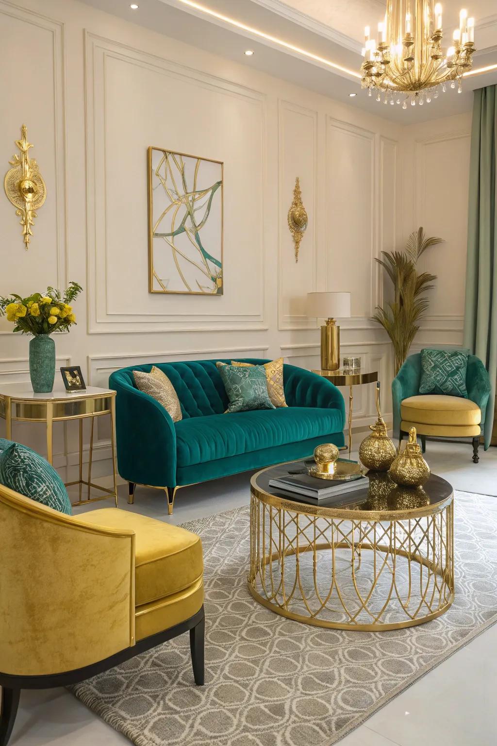 Shining details add class to the decor.
