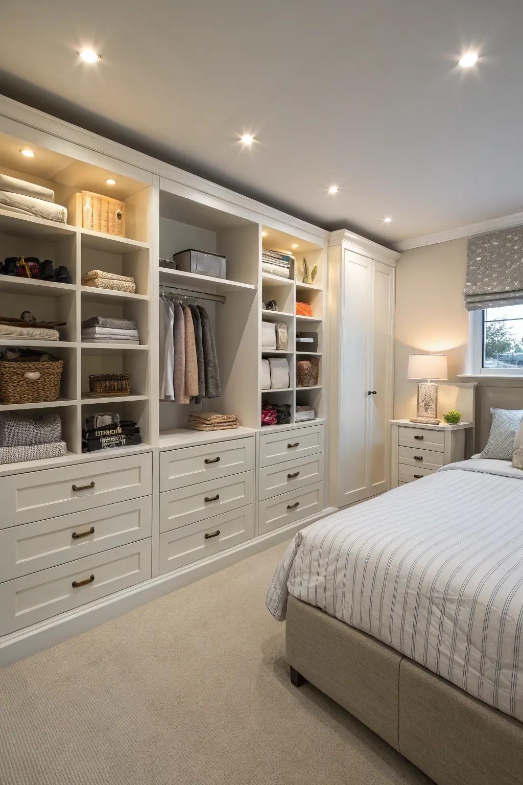 Built-in storage maximizes space and adds architectural interest.