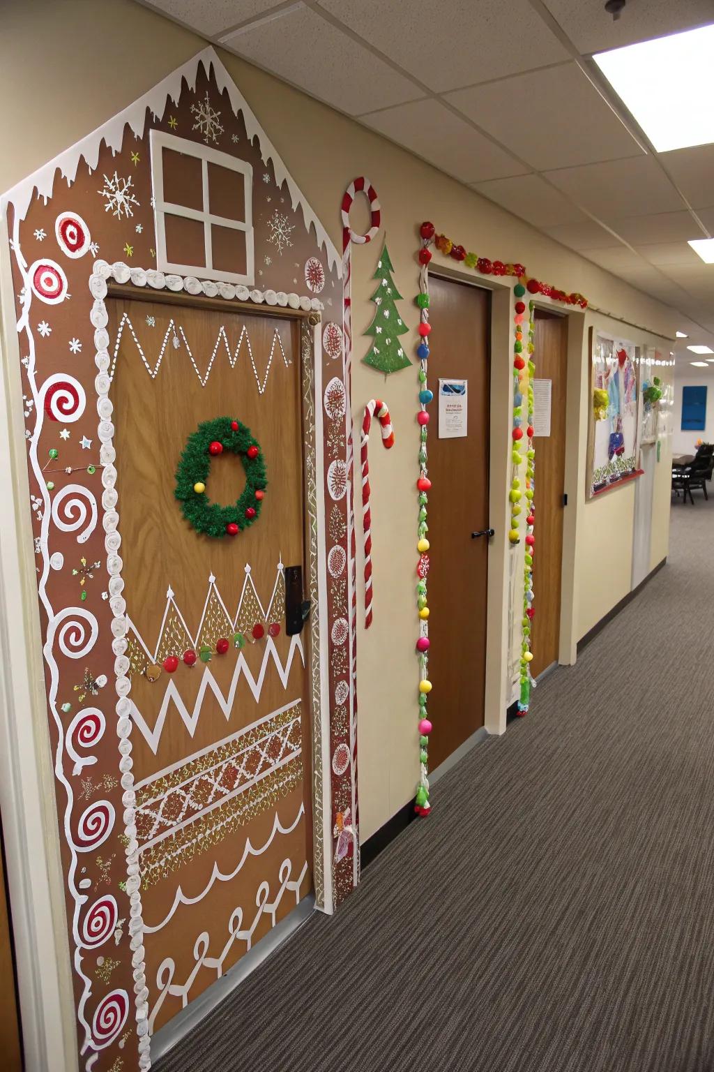 Transfer a spicebread cottage to your office entryway.