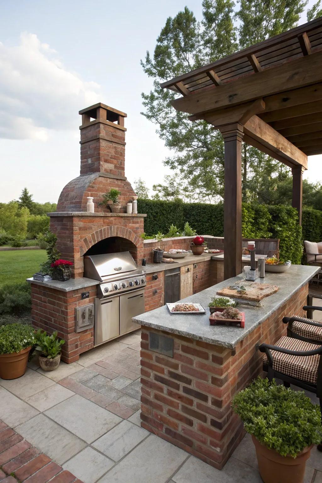 A country open-air culinary space ideal for alfresco dining