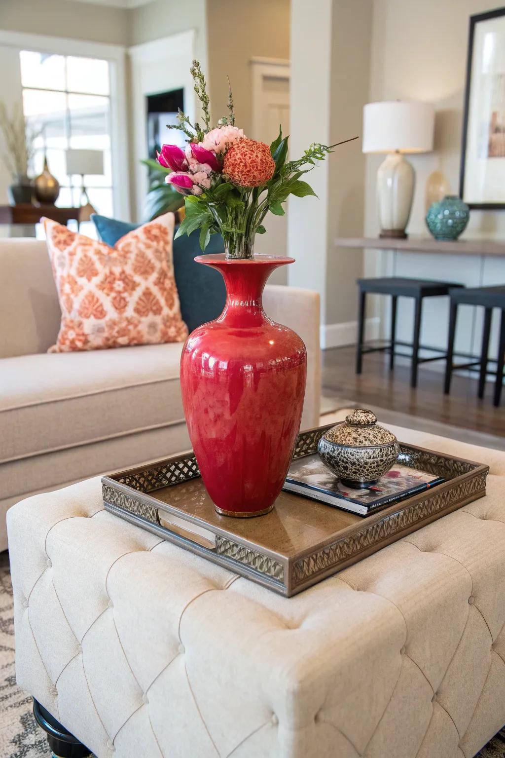 Make a bold statement with vibrant accents.