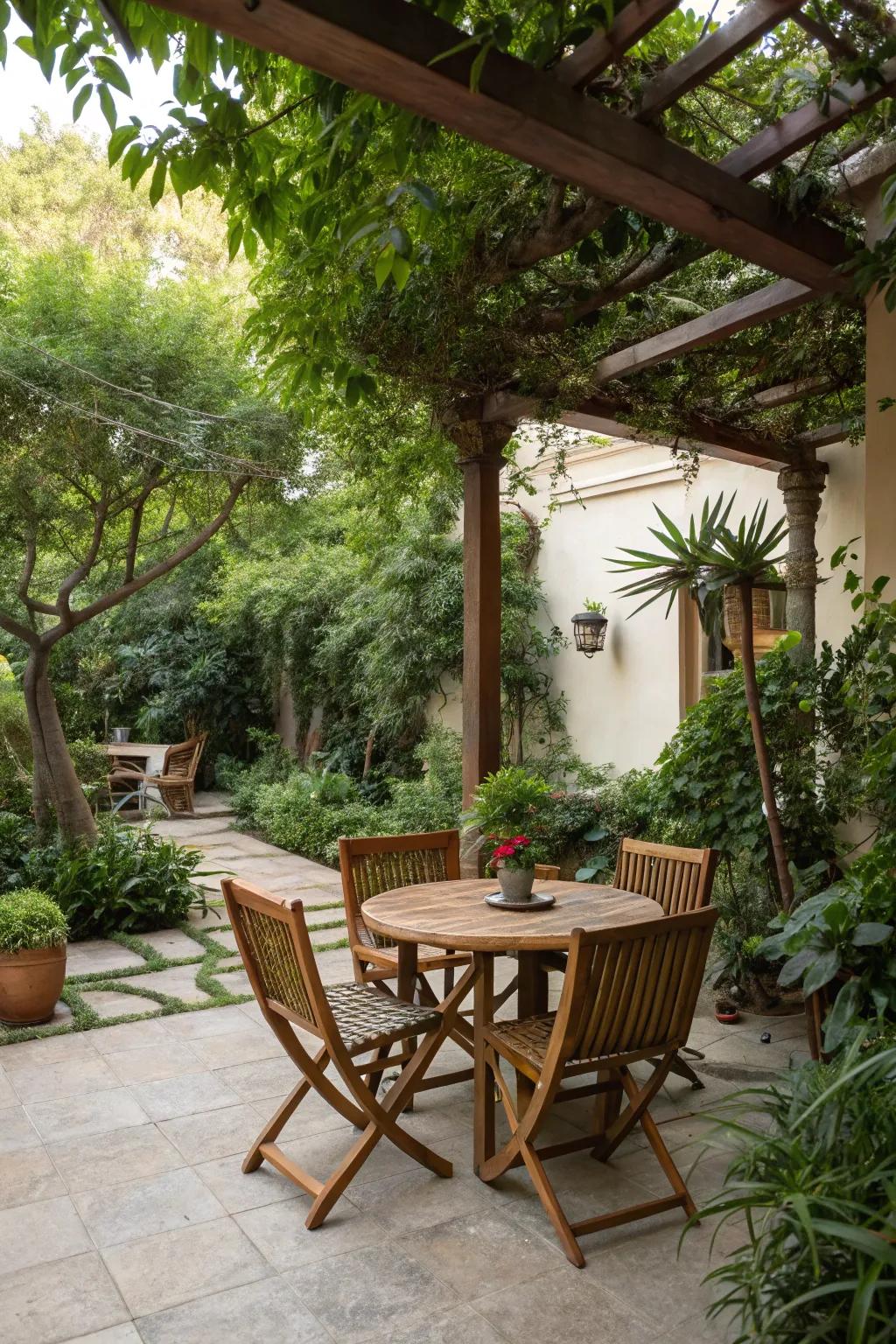 Wood elements deliver timeless refinement to outdoor settings.