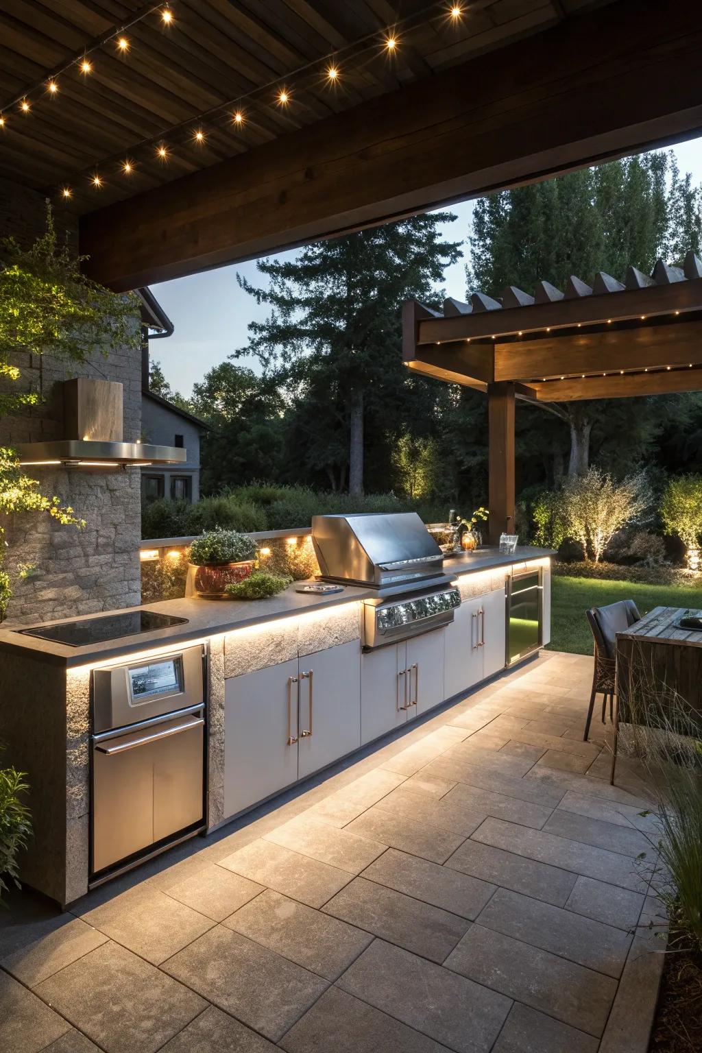 Under-counter lighting adds a mystical floating effect to islands.