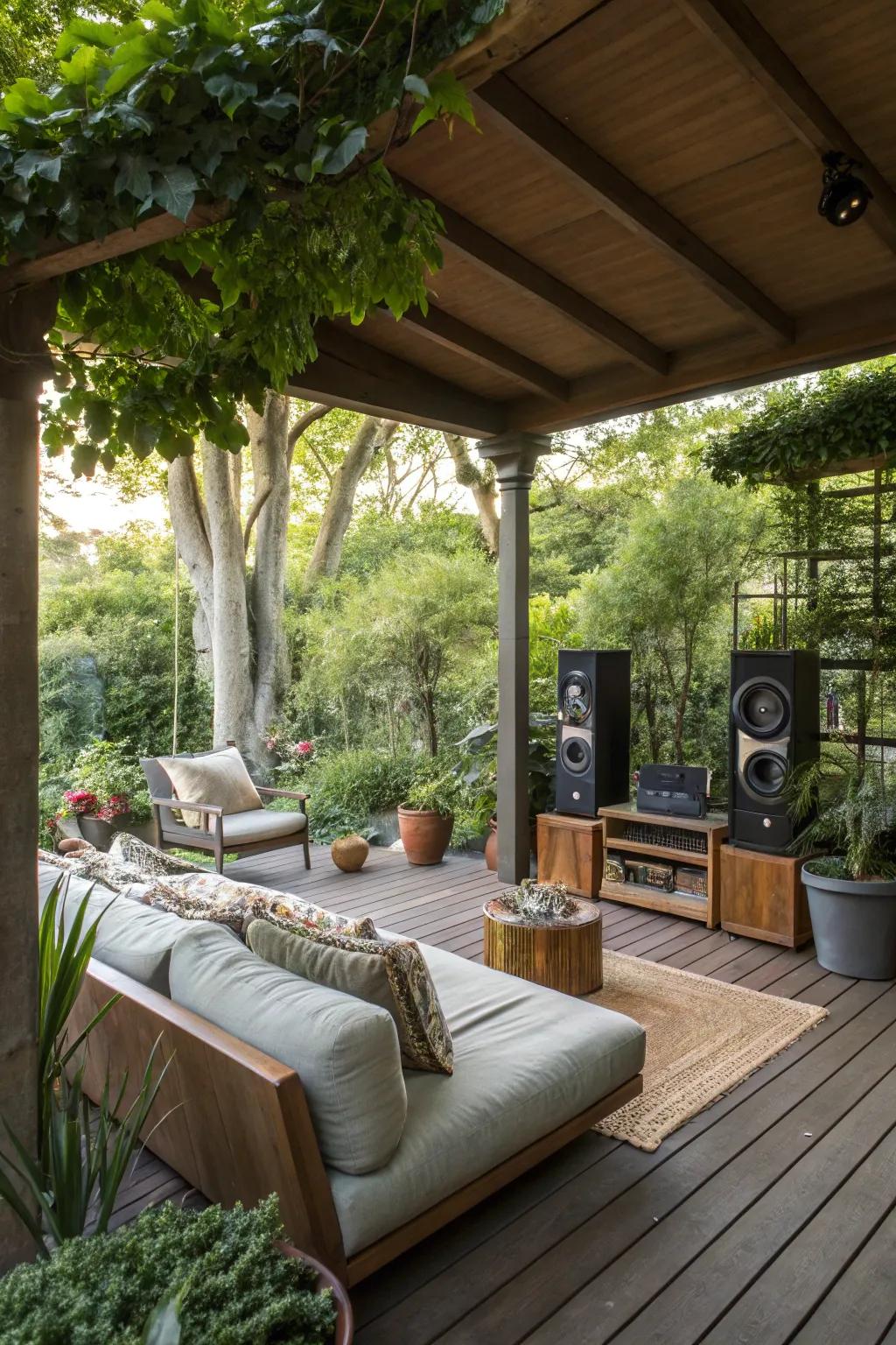 Savor music and entertainment with a quality outdoor sound system.